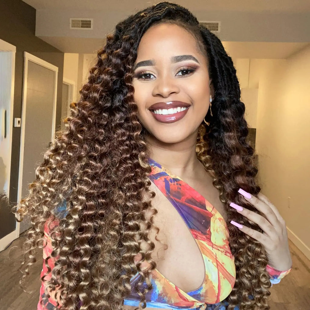 ( US ONLY) FAST SHIPPING DTL | Toyotress® Unique Deep Wave Locs Crochet French Locs With Long Curly Ends Crochet Hair Pre Looped Deep Wave Locs Braiding Hair For Women Toyotress