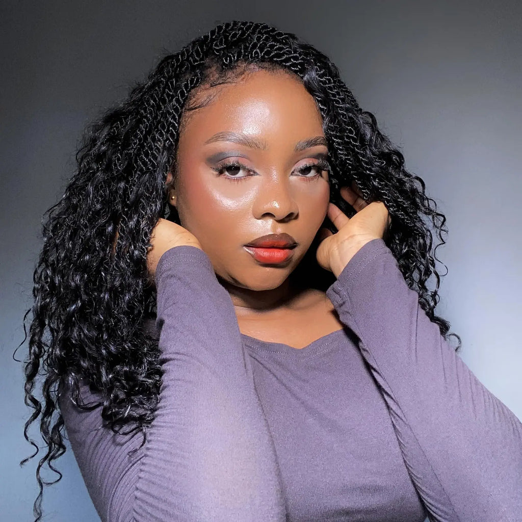 ( US ONLY) FAST SHIPPING HBIT | Toyotress® Boho Island Twist with Human Hair Curls Crochet Hair Senegalese Twist Pre Looped Braiding Hair With Human Hair Curly Ends Toyotress