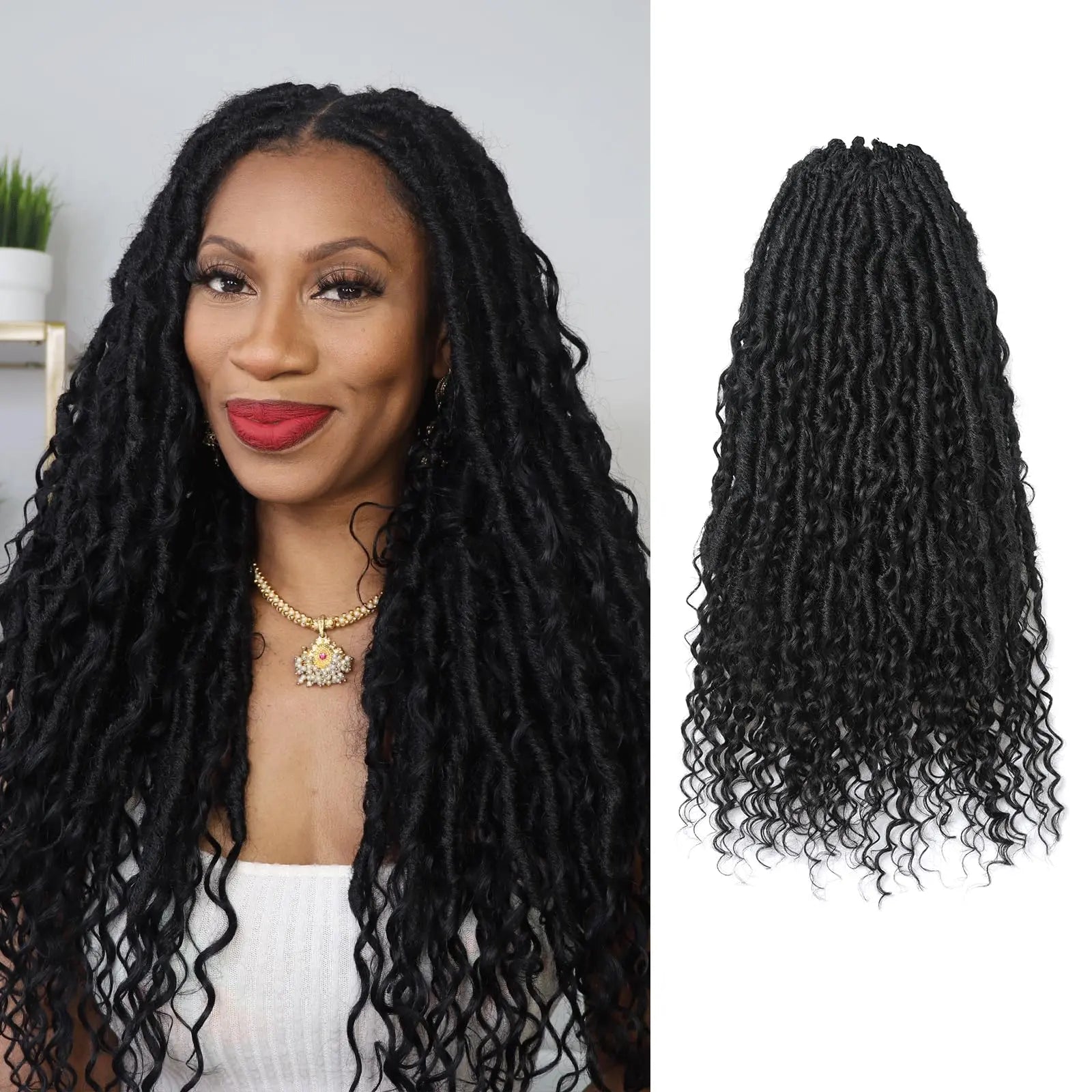 ( US ONLY) FAST SHIPPING Boho Human Hair Locs | Toyotress® Boho Human Hair Locs - 8 Packs Pre-Looped Crochet Locs With Human Hair Curls, Ombre Brown Human Hair Locs With Curly Ends Braiding Hair Extensions Toyotress