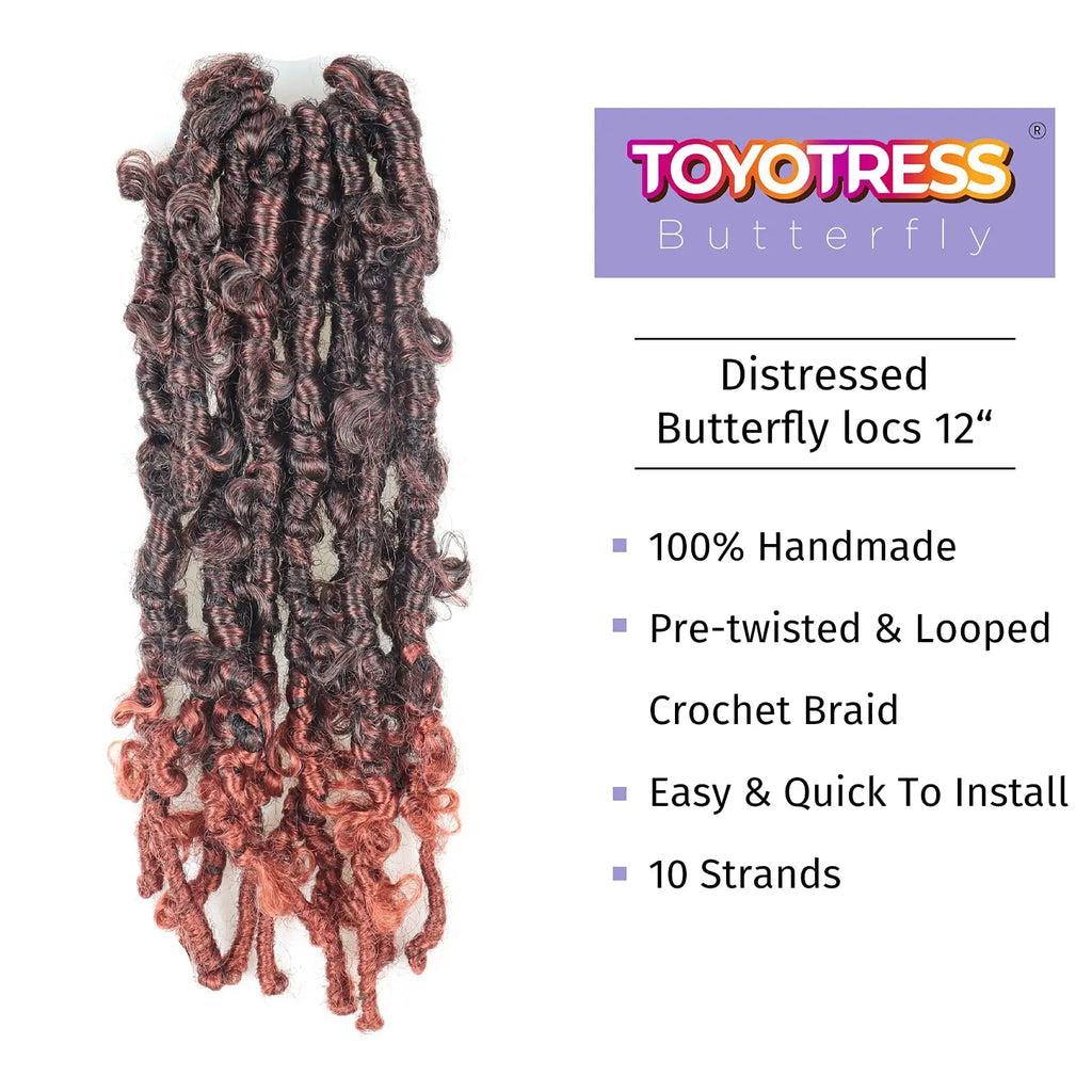( US ONLY) FAST SHIPPING DBL | Toyotress® Butterfly Locs Pre-Looped Distressed Locs Braiding Synthetic Crochet Hair Extensions Toyotress