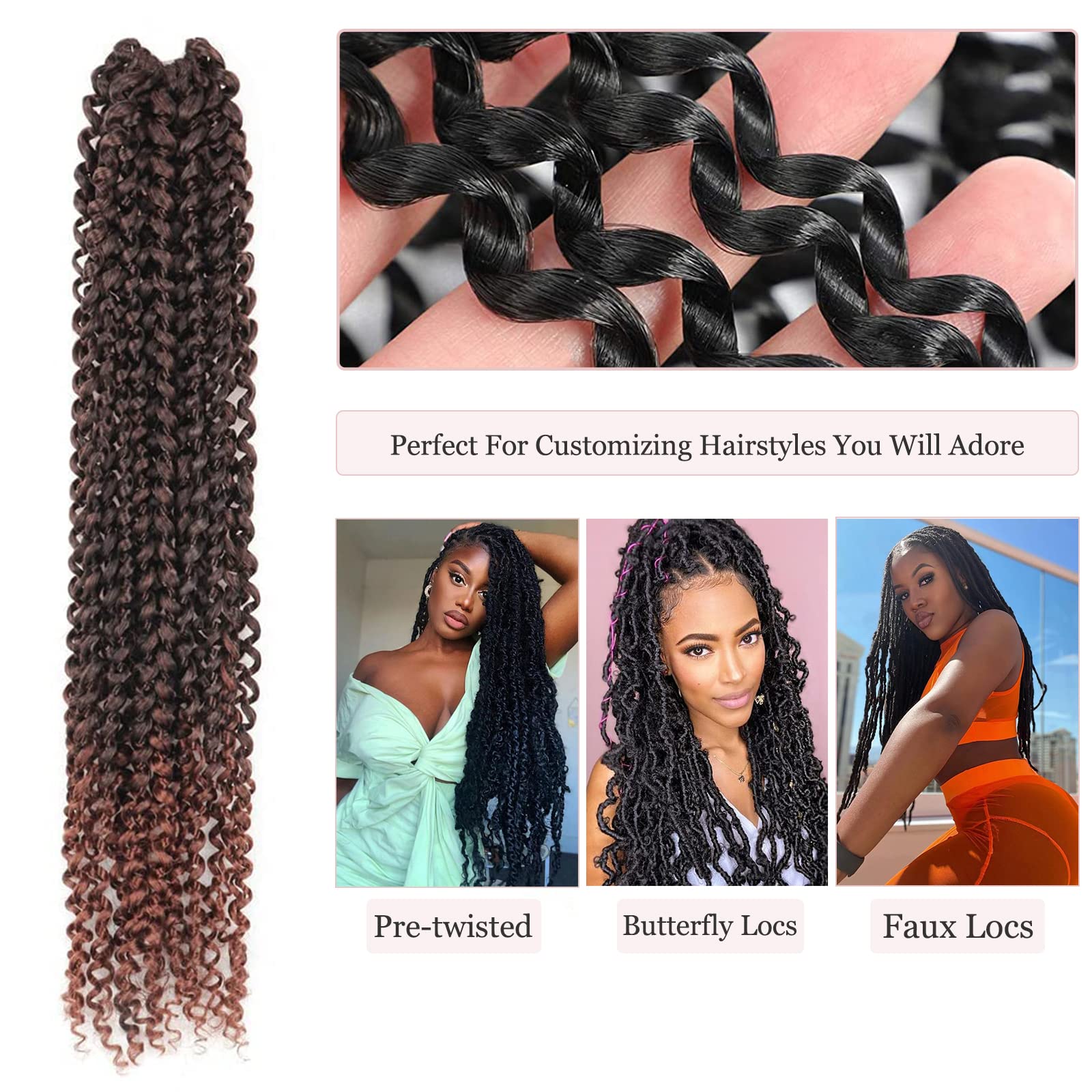 TOYOTRESS Water Wave Passion Twist Hair - Ombre Orange Water Wave Crochet Braids Synthetic Braiding Hair Extensions