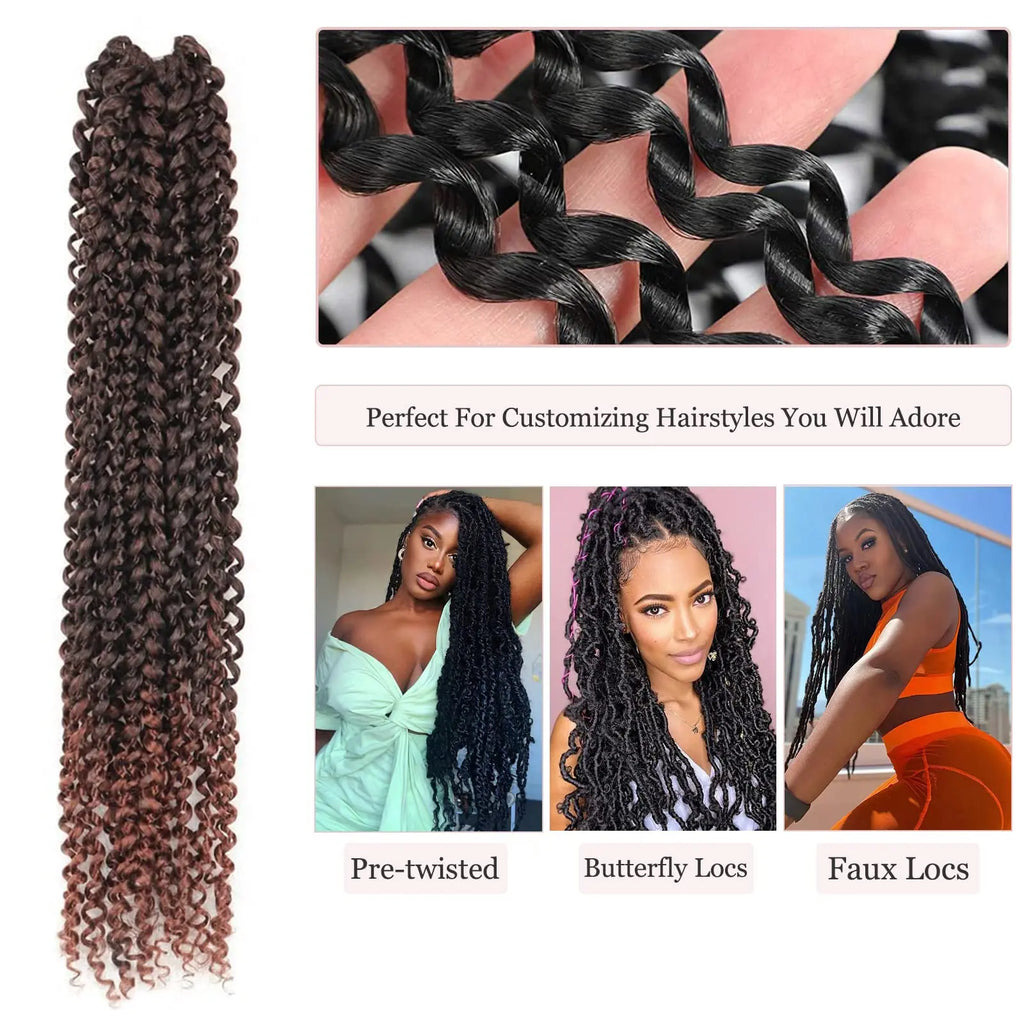Clearance | TOYOTRESS Water Wave Passion Twist Hair 6/7 Packs - Ombre Orange Water Wave Crochet Braids Synthetic Braiding Hair Extensions Toyotress