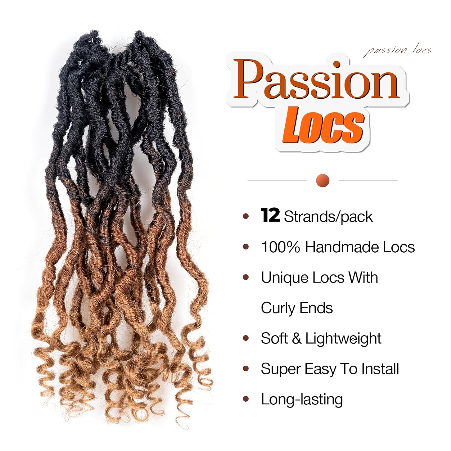 Toyotress Passion Locs Crochet Hair 10-18 Inch| Pre-Looped Handmade Curly Hair Crochet Synthetic Braiding Hair
