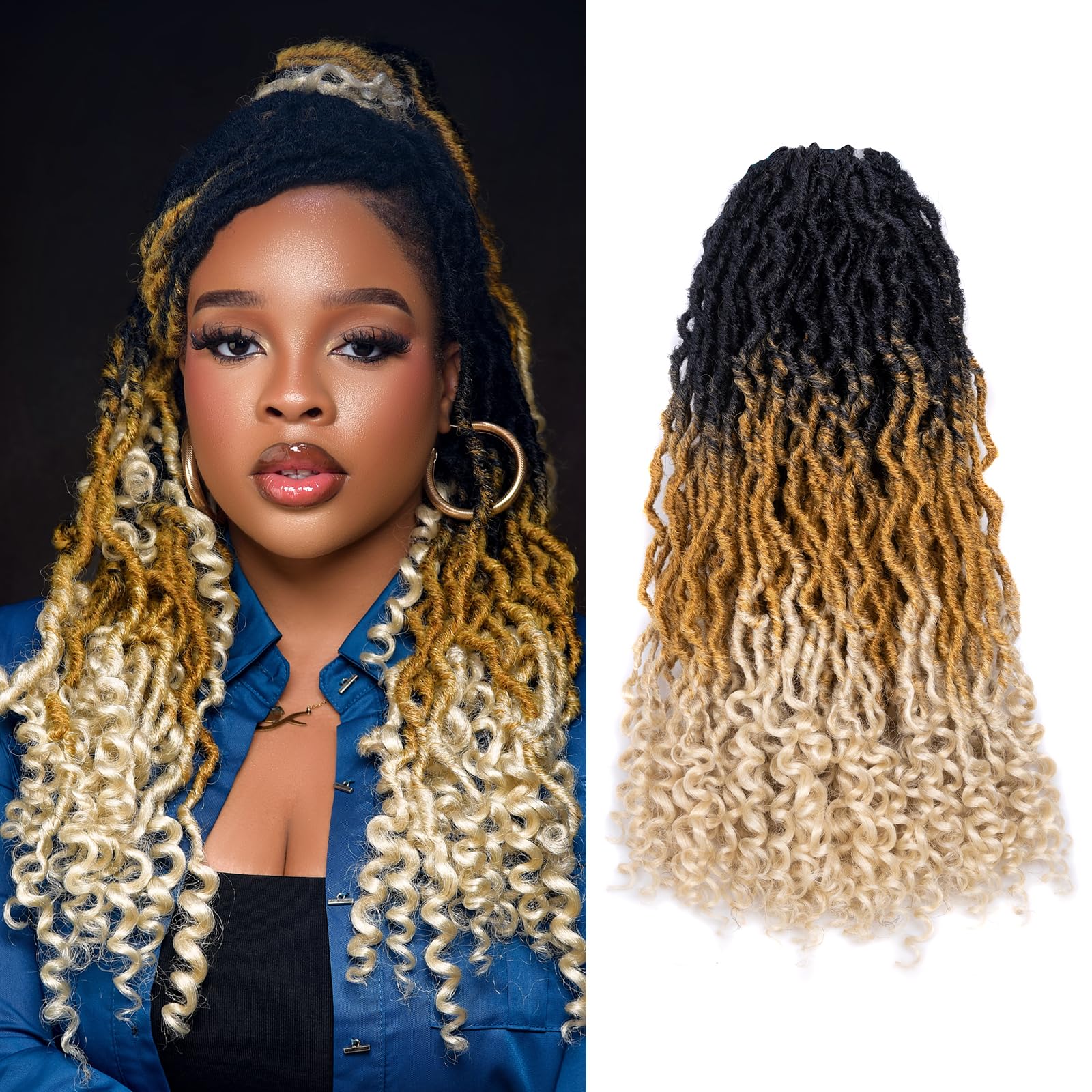 ( US ONLY) FAST SHIPPING PL | Toyotress Passion Faux Locs Crochet Hair Natural Faux Locs Crochet Hair Curly Ends, Short Bob Curly Locs Braids Pre-Looped Synthetic Braiding Hair Extensions