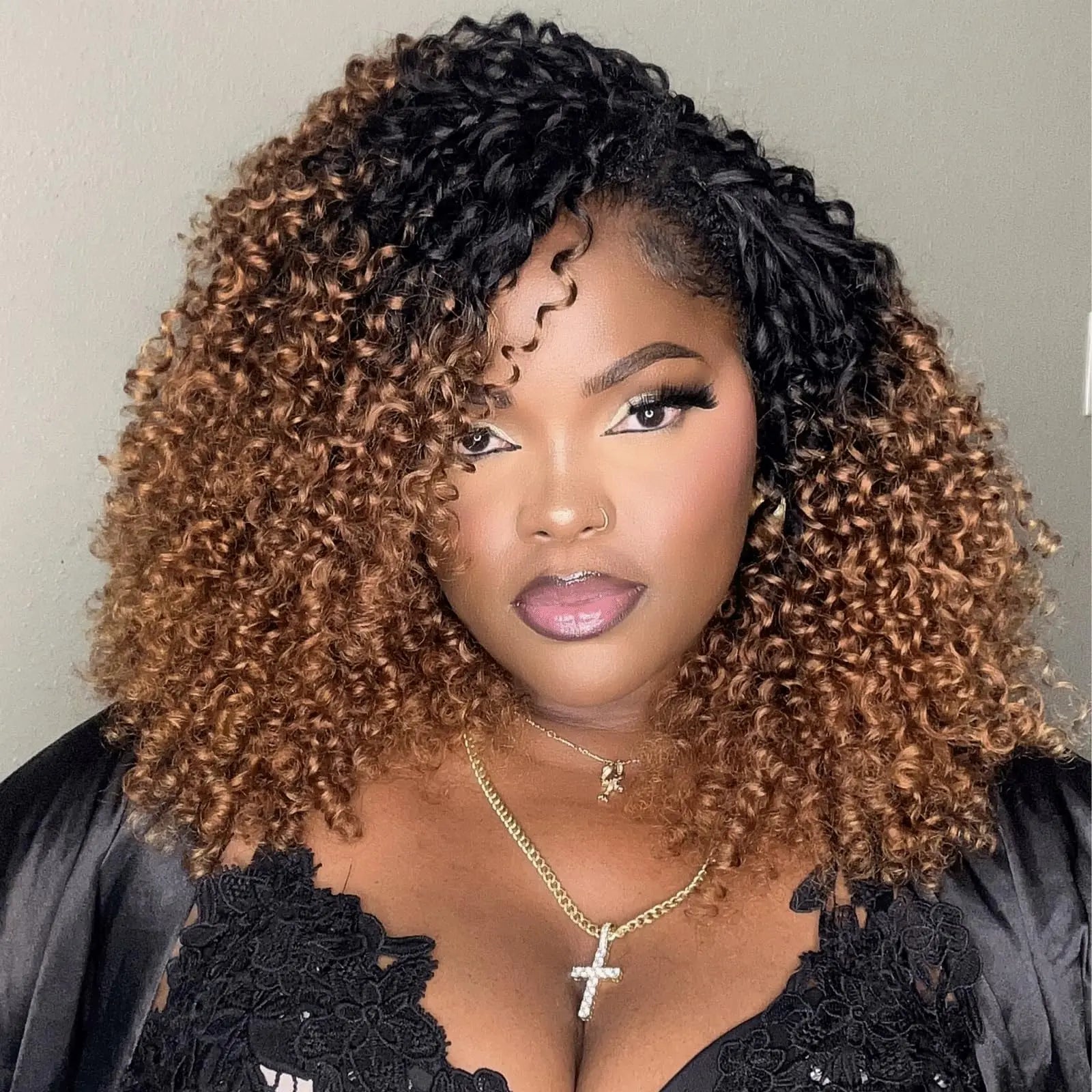 ( US ONLY) FAST SHIPPING HBC丨ToyoTress Burmese Curly Crochet Human Hair - Feather-Line Invisible Knotless Crochet Human Hair Brown Highlight Braiding Hair Toyotress