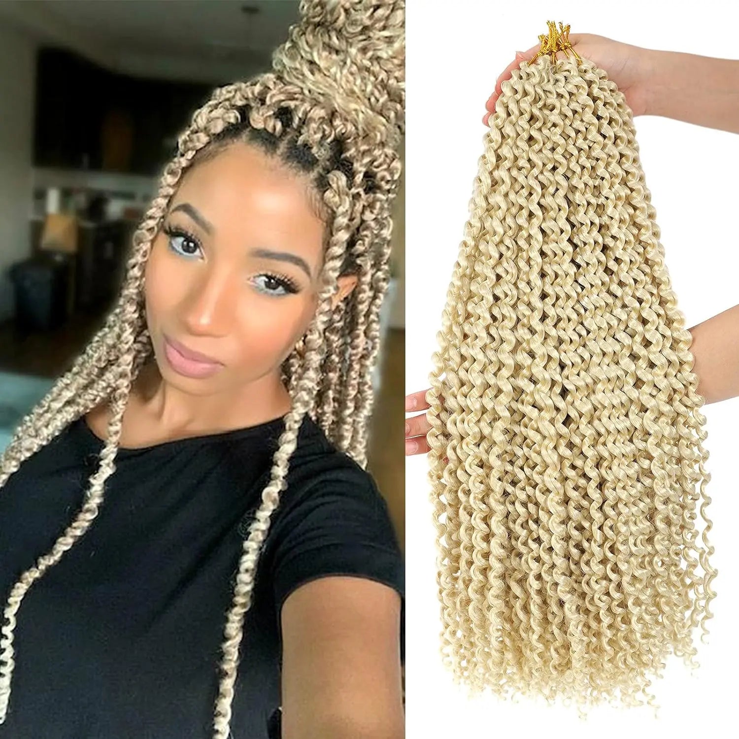 Clearance | TOYOTRESS Water Wave Passion Twist Hair 6/7 Packs - Ombre Orange Water Wave Crochet Braids Synthetic Braiding Hair Extensions Toyotress