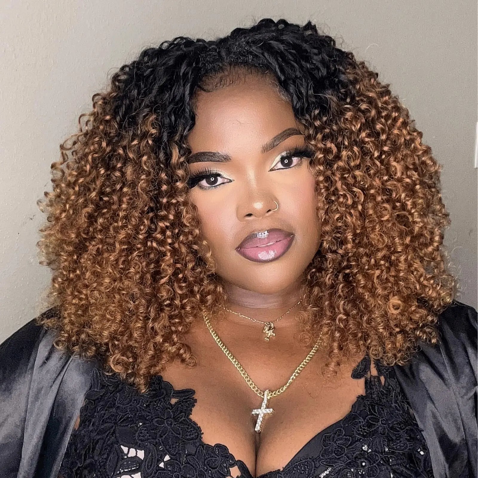 ( US ONLY) FAST SHIPPING HBC丨ToyoTress Burmese Curly Crochet Human Hair - Feather-Line Invisible Knotless Crochet Human Hair Brown Highlight Braiding Hair Toyotress