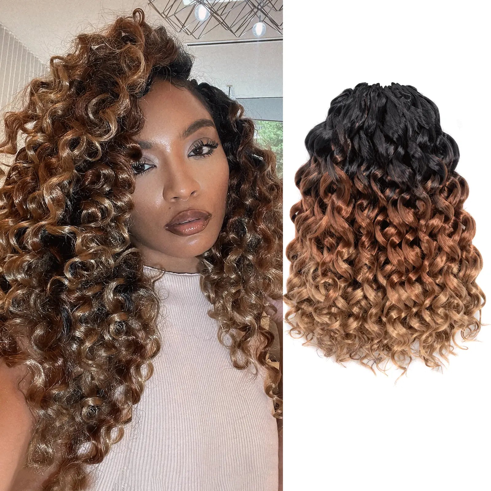 1 Pack GOGO CURL | Toyotress® Freetress Beach Curl Crochet Hair Gogo Curl Jamaican Bounce Wavy Curly Pre-Looped Synthetic Hair Extensions Toyotress