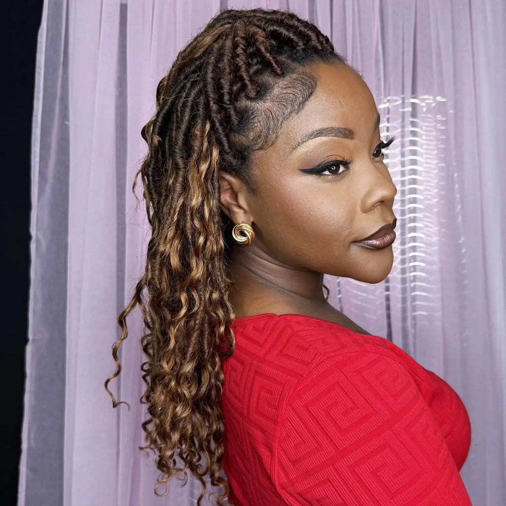 8 Packs | Toyotress® HLocs Crochet Boho Locs Braiding Hair With Human Hair Curls  Pre Looped Goddess Boho Dreadlocks Curly Full Ends Hair Extensions Toyotress