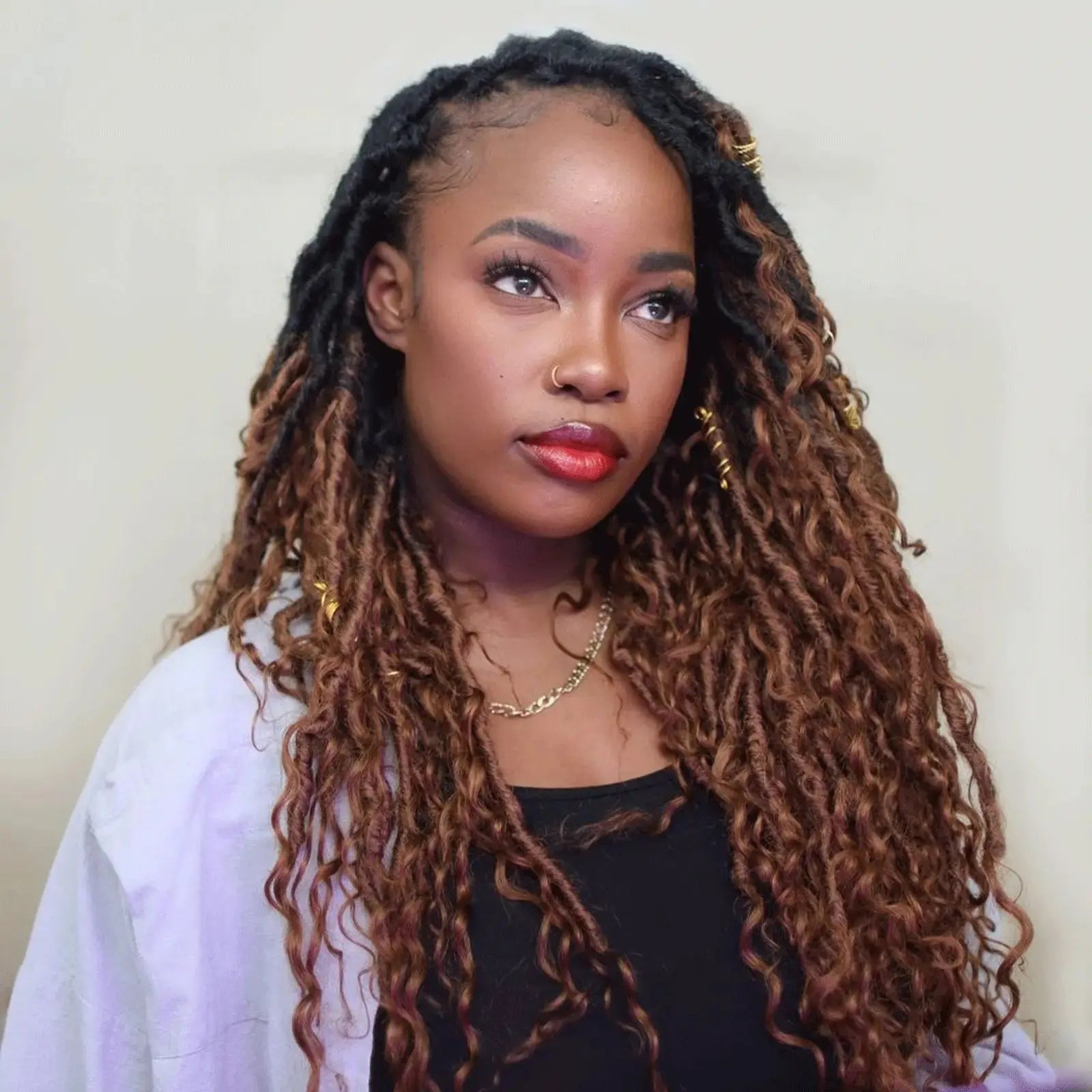 Toyotress Boho Locs With Human Hair Curls Pre Looped Goddess Boho Dreadlocks Curly Full Ends Hair Extensions