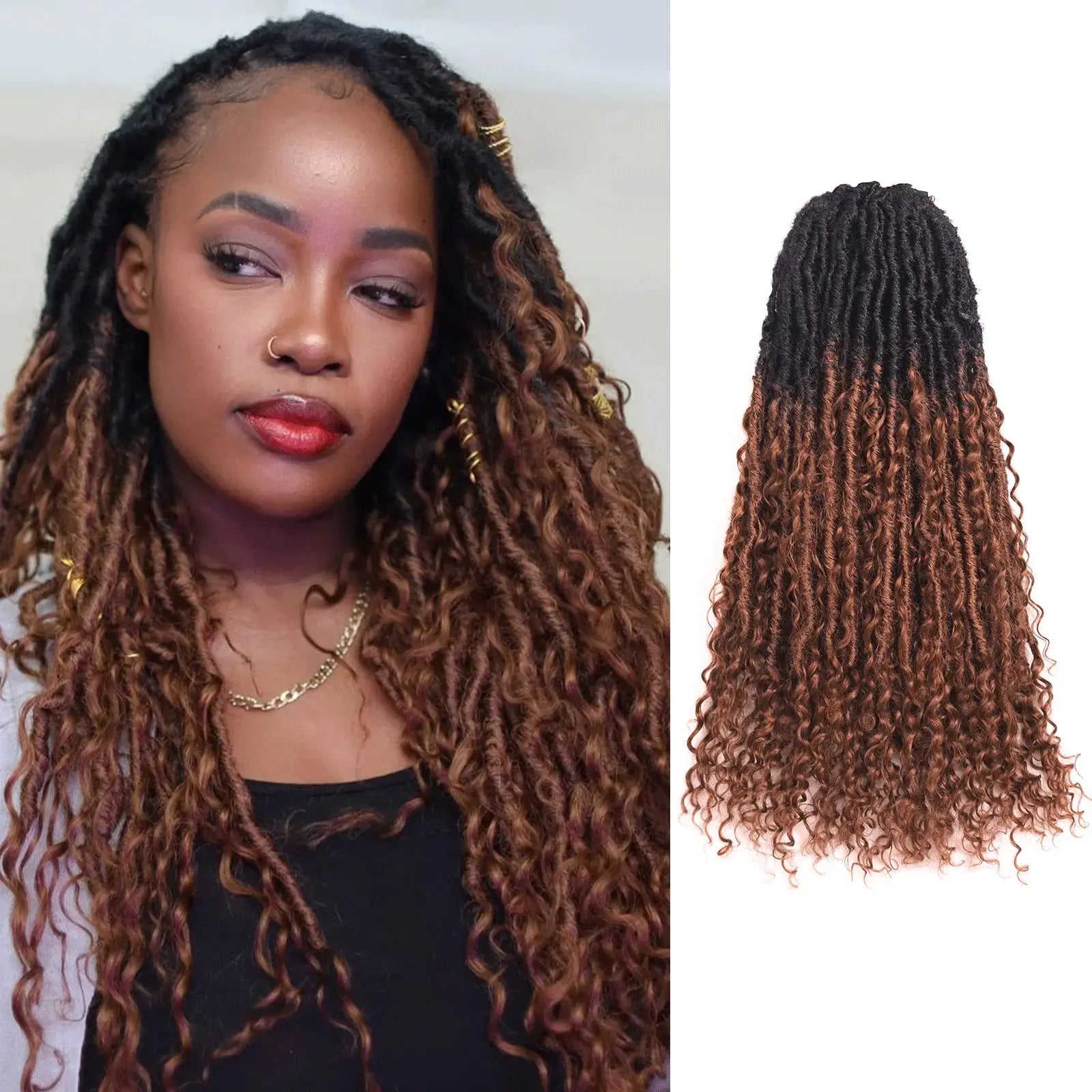 Toyotress Boho Locs With Human Hair Curls Pre Looped Goddess Boho Dreadlocks Curly Full Ends Hair Extensions