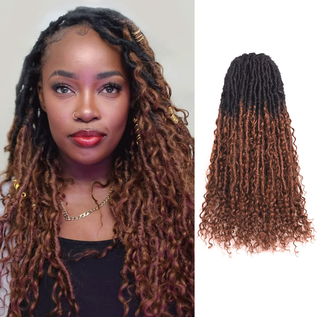 Toyotress Boho Locs With Human Hair Curls Pre Looped Goddess Boho Dreadlocks Curly Full Ends Hair Extensions
