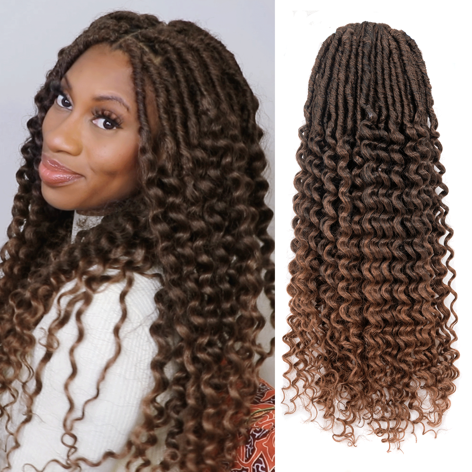 TOYOTRESS UNIQUE DEEP WAVE LOCS CROCHET | CROCHET FRENCH LOCS WITH LONG CURLY ENDS CROCHET HAIR PRE LOOPED DEEP WAVE LOCS BRAIDING HAIR FOR WOMEN