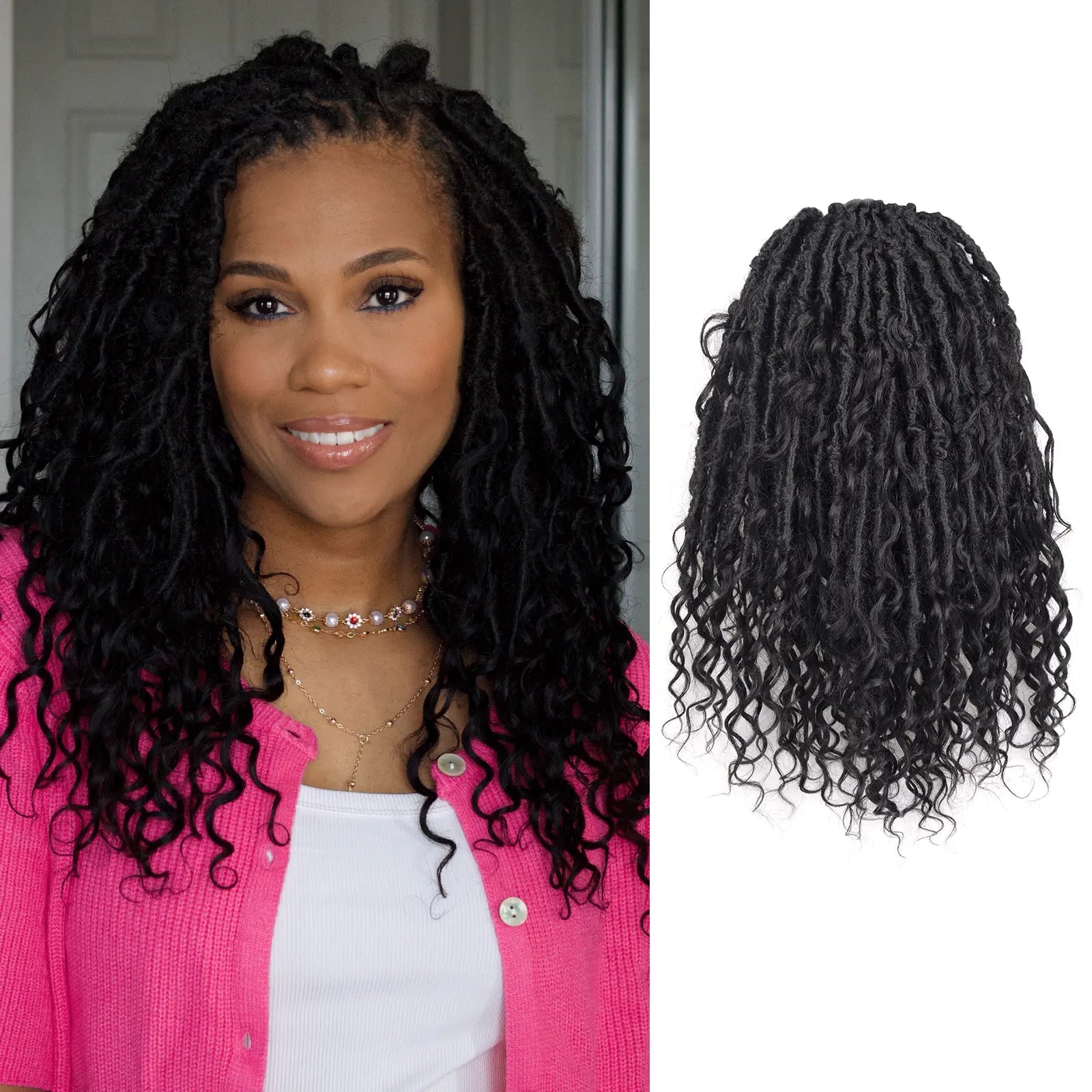 Toyotress Crochet Boho Locs Braiding Hair With Human Hair Curls Pre Looped Goddess Boho Dreadlocks Curly Full Ends Hair Extensions