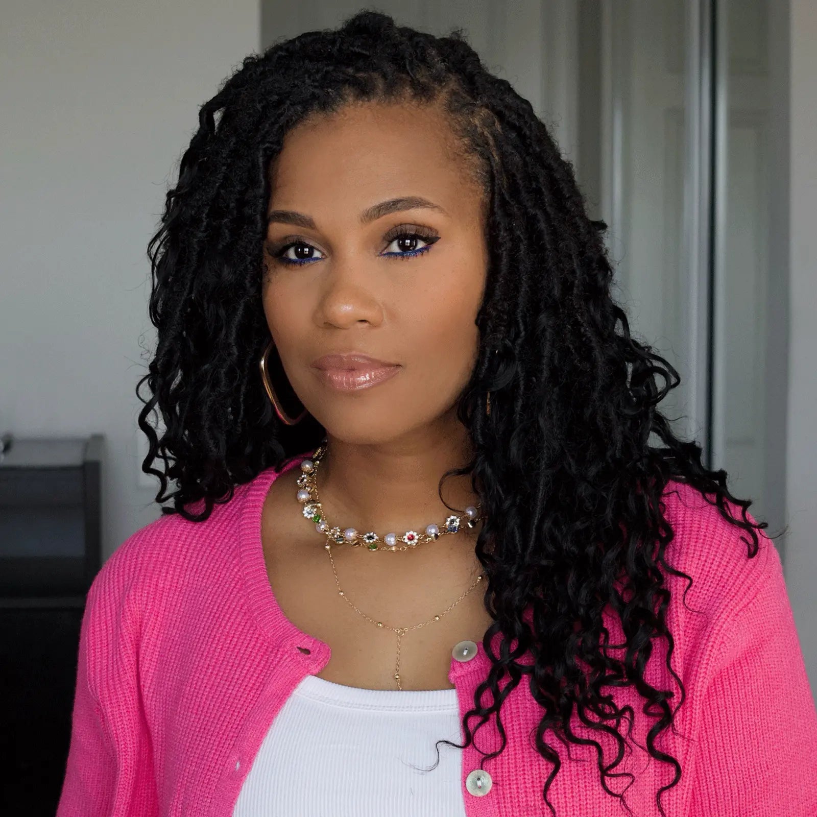 Toyotress Crochet Boho Locs Braiding Hair With Human Hair Curls Pre Looped Goddess Boho Dreadlocks Curly Full Ends Hair Extensions