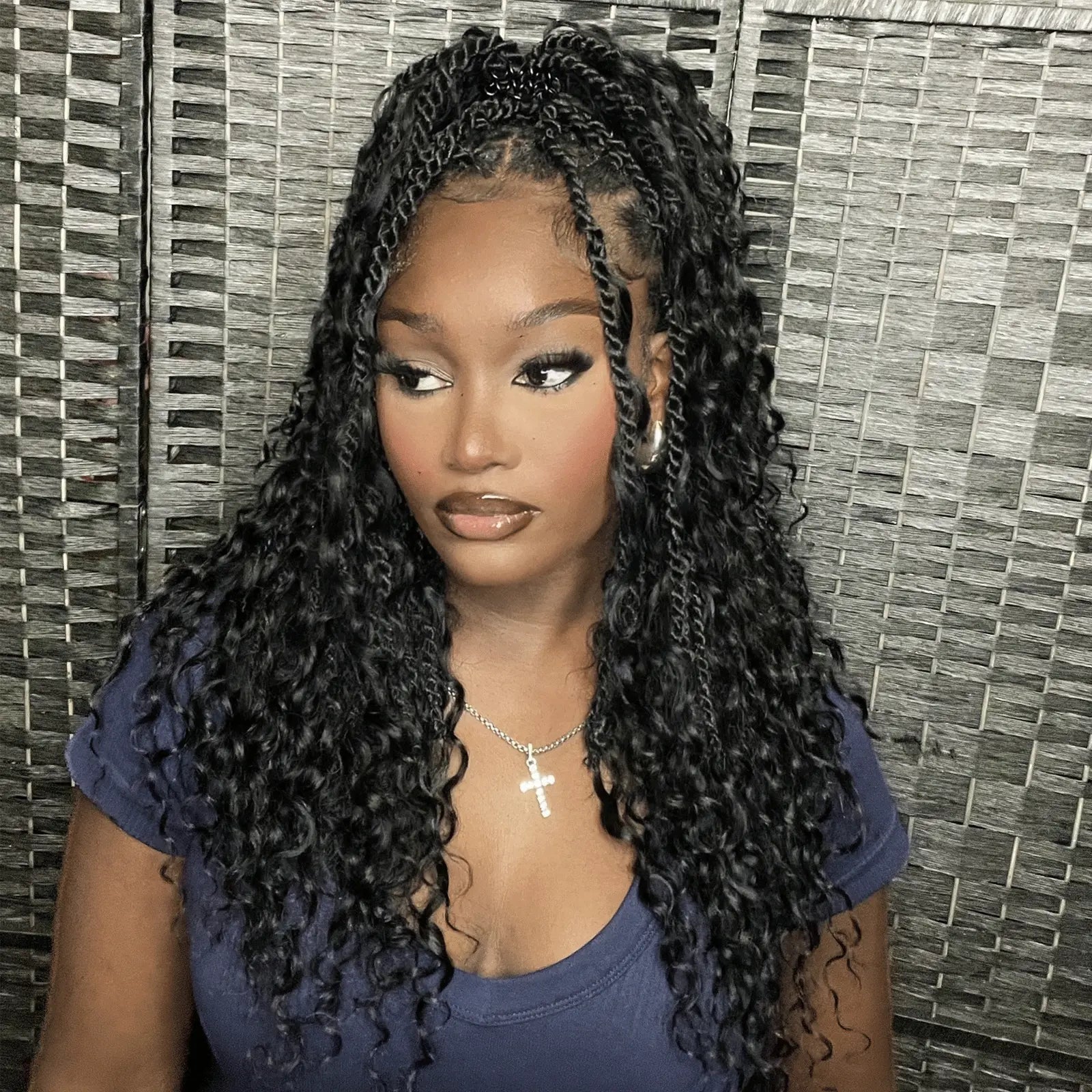 8 Packs | Toyotress® HBIT Boho Island Twist with Human Hair Curls Crochet Hair Senegalese Twist Pre Looped Braiding Hair With Human Hair Curly Ends Toyotress