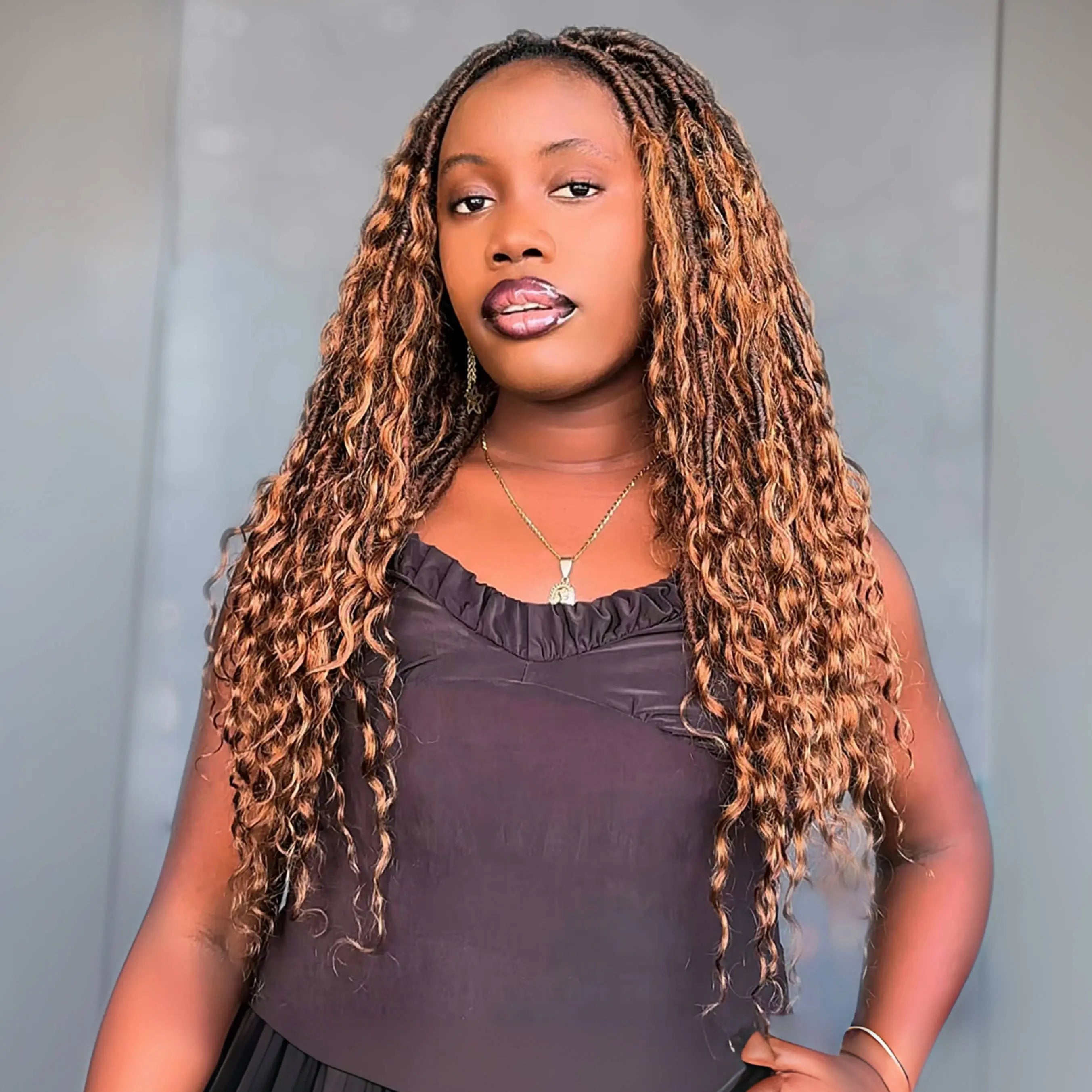 Toyotress Crochet Boho Locs Braiding Hair With Human Hair Curls Pre Looped Goddess Boho Dreadlocks Curly Full Ends Hair Extensions