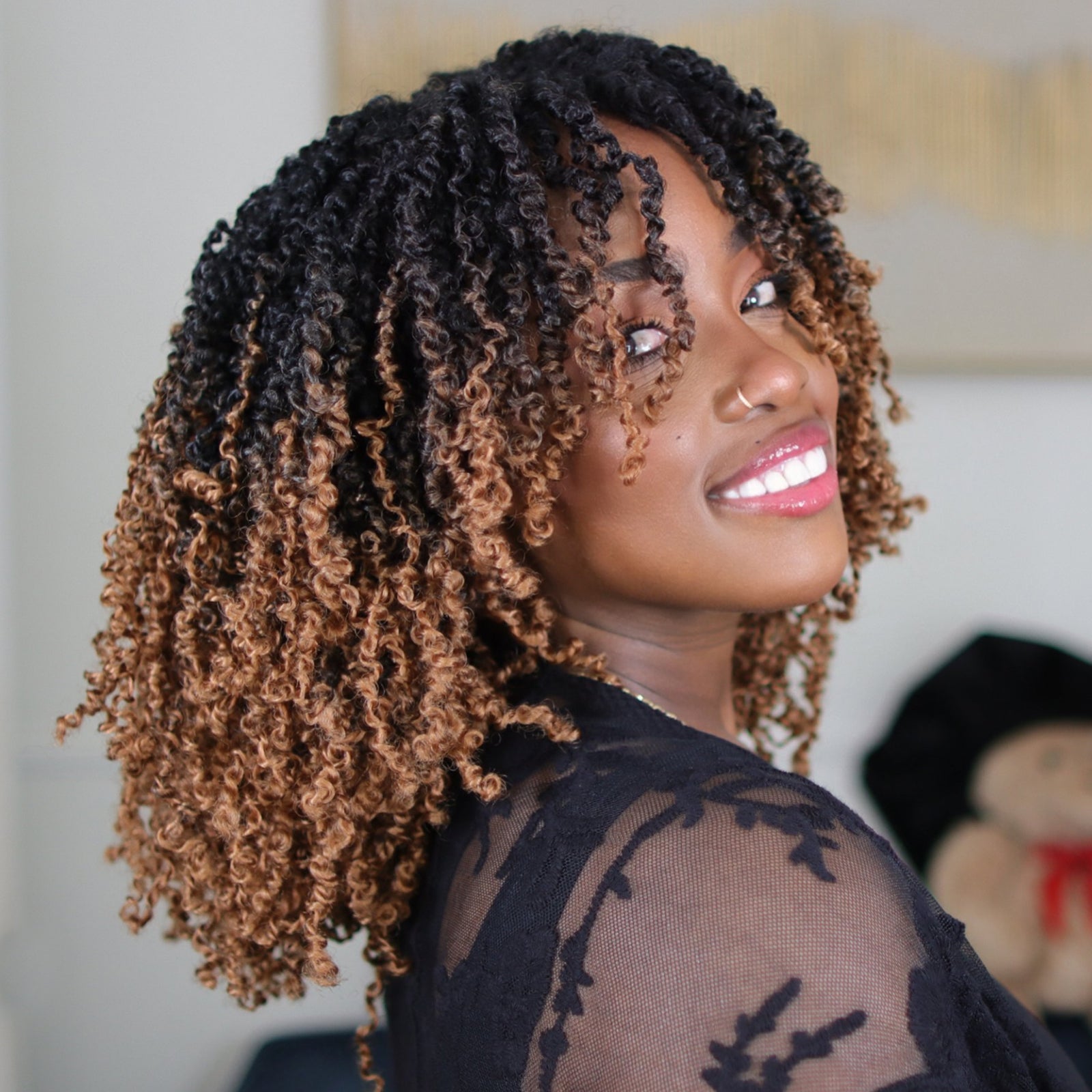 1 Pack Toyotress 6-16 Inch Yanky Twist | Pre Looped Mini Passion Twist Yanky Twist Braiding Hair with Curls Fluffy Marlybob Crochet Hair Pre Twisted Short Passion Twist Crochet Braids Synthetic Hair Extensions