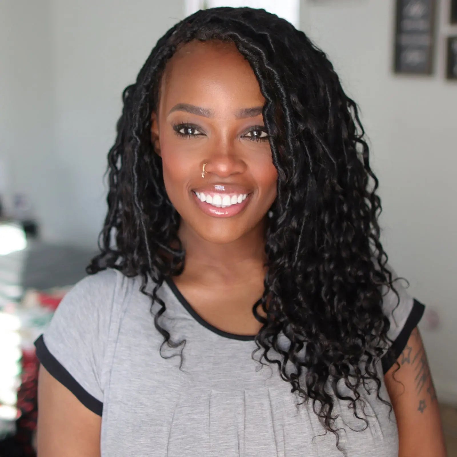 Toyotress Crochet Boho Locs Braiding Hair With Human Hair Curls Pre Looped Goddess Boho Dreadlocks Curly Full Ends Hair Extensions