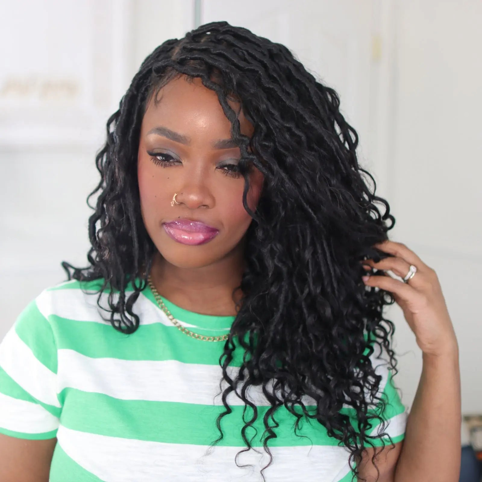 Toyotress Crochet Boho Locs Braiding Hair With Human Hair Curls Pre Looped Goddess Boho Dreadlocks Curly Full Ends Hair Extensions