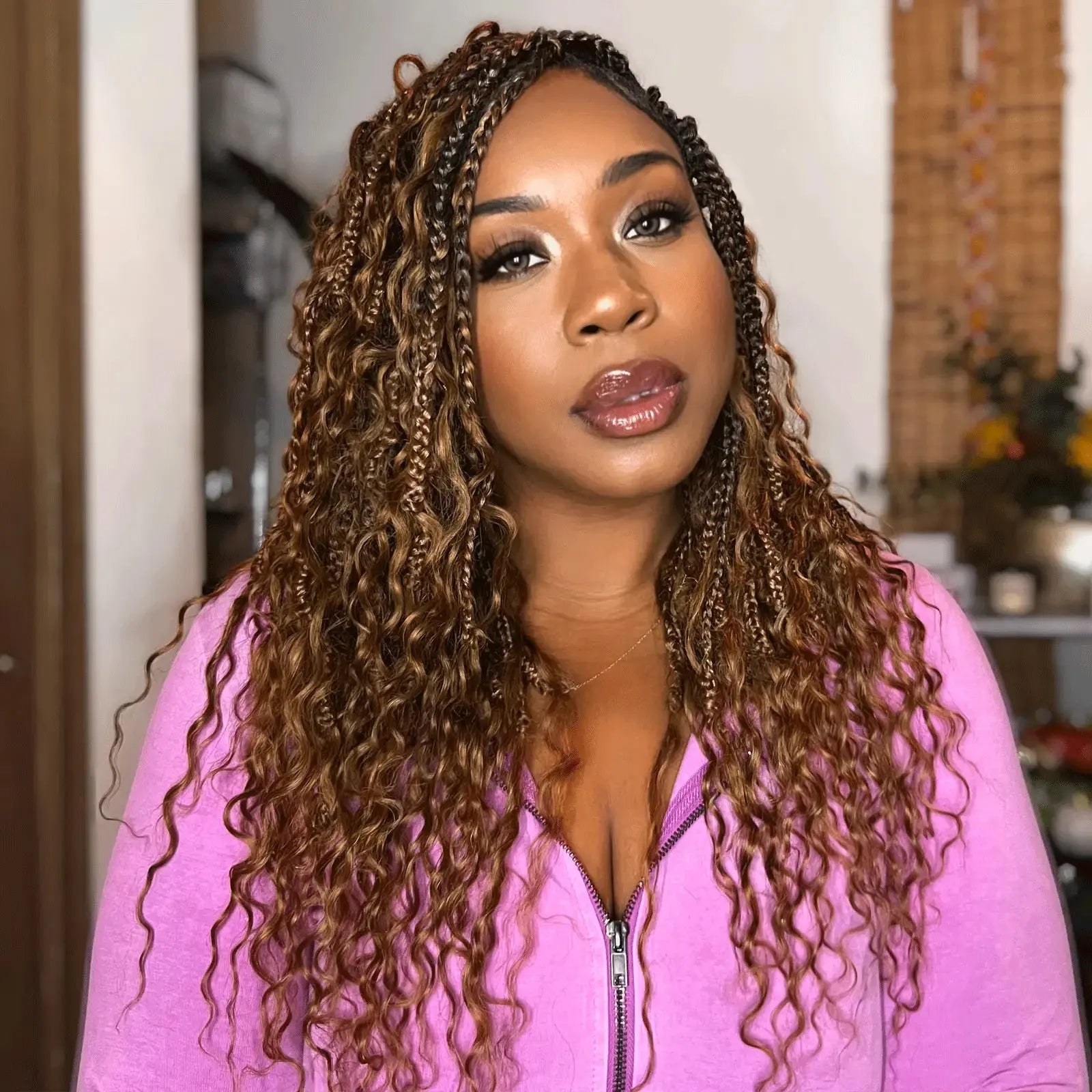 Toyotress Boho Box Braids with Human Hair Curls Protective Hairstyle Crochet Hair Extensions