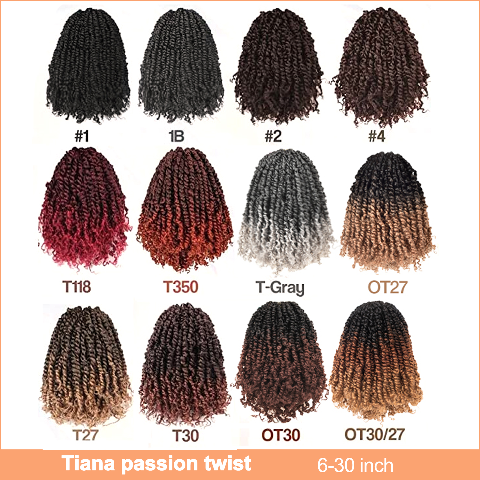 Tiana Passion Twist Hair Pre-Twisted Pre-Looped Passion Twists Crochet Braids Made Of Bohemian Hair Synthetic Braiding Hair Extension - Toyotress