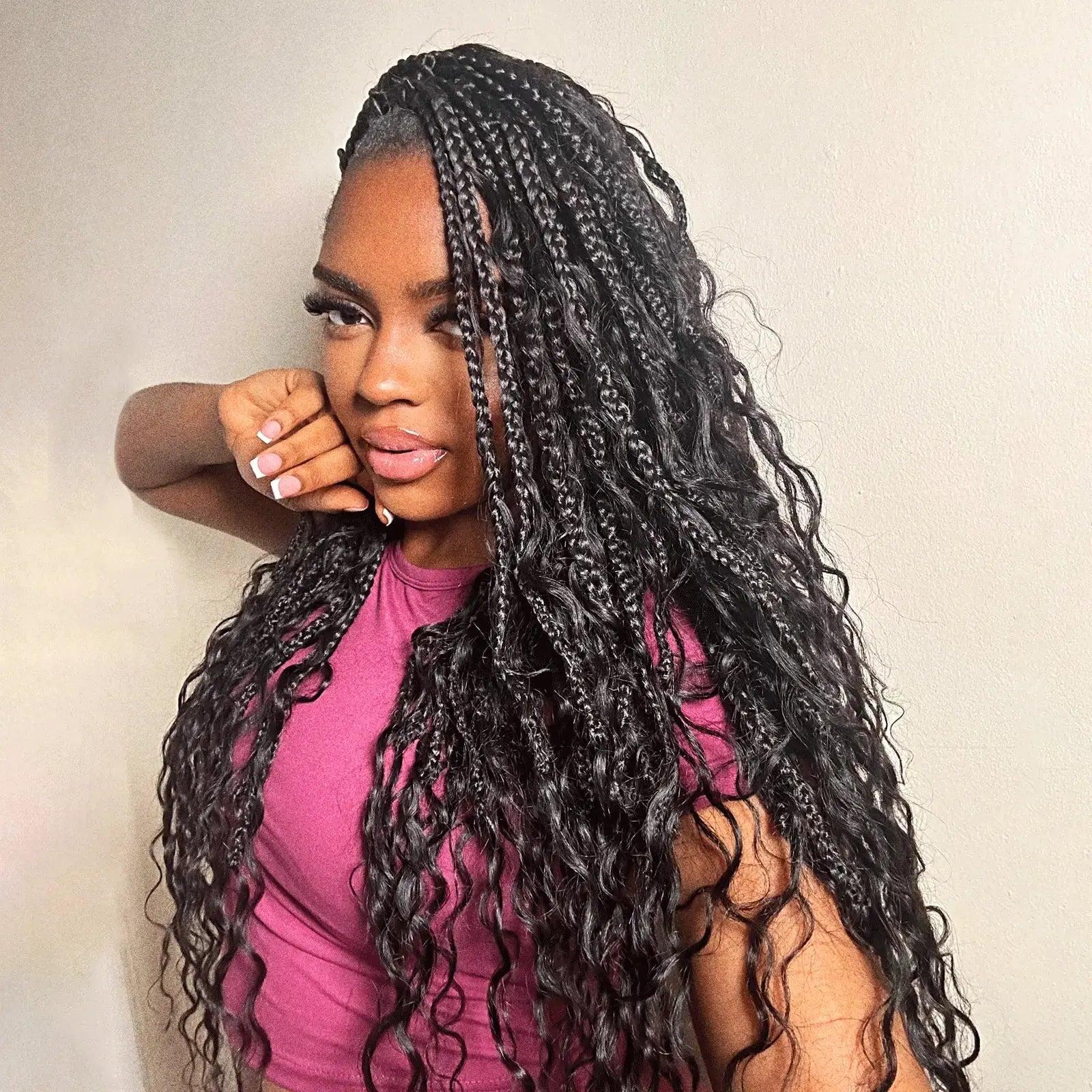 Toyotress Boho Box Braids with Human Hair Curls Protective Hairstyle Crochet Hair Extensions