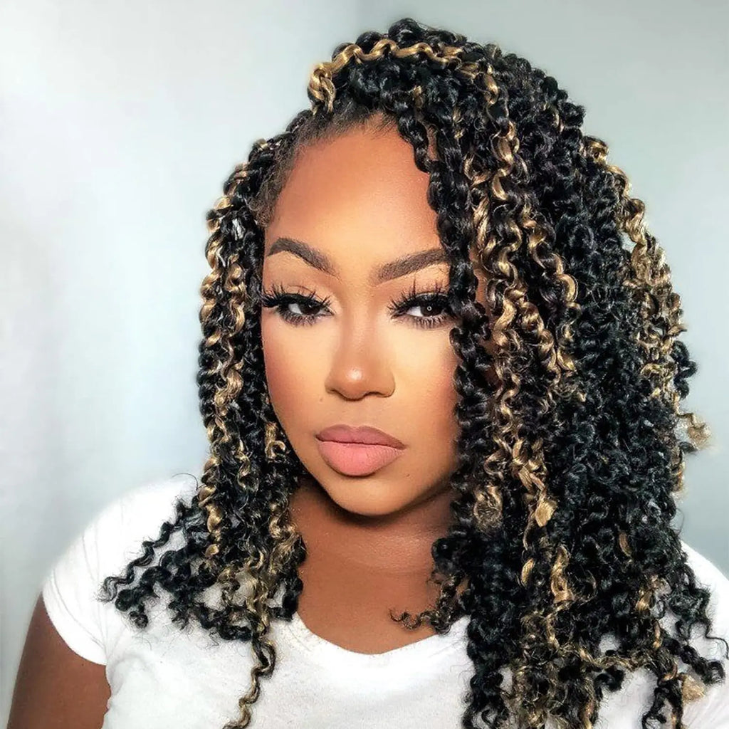 Clearance | TOYOTRESS Water Wave Passion Twist Hair 6/7 Packs - Ombre Orange Water Wave Crochet Braids Synthetic Braiding Hair Extensions Toyotress