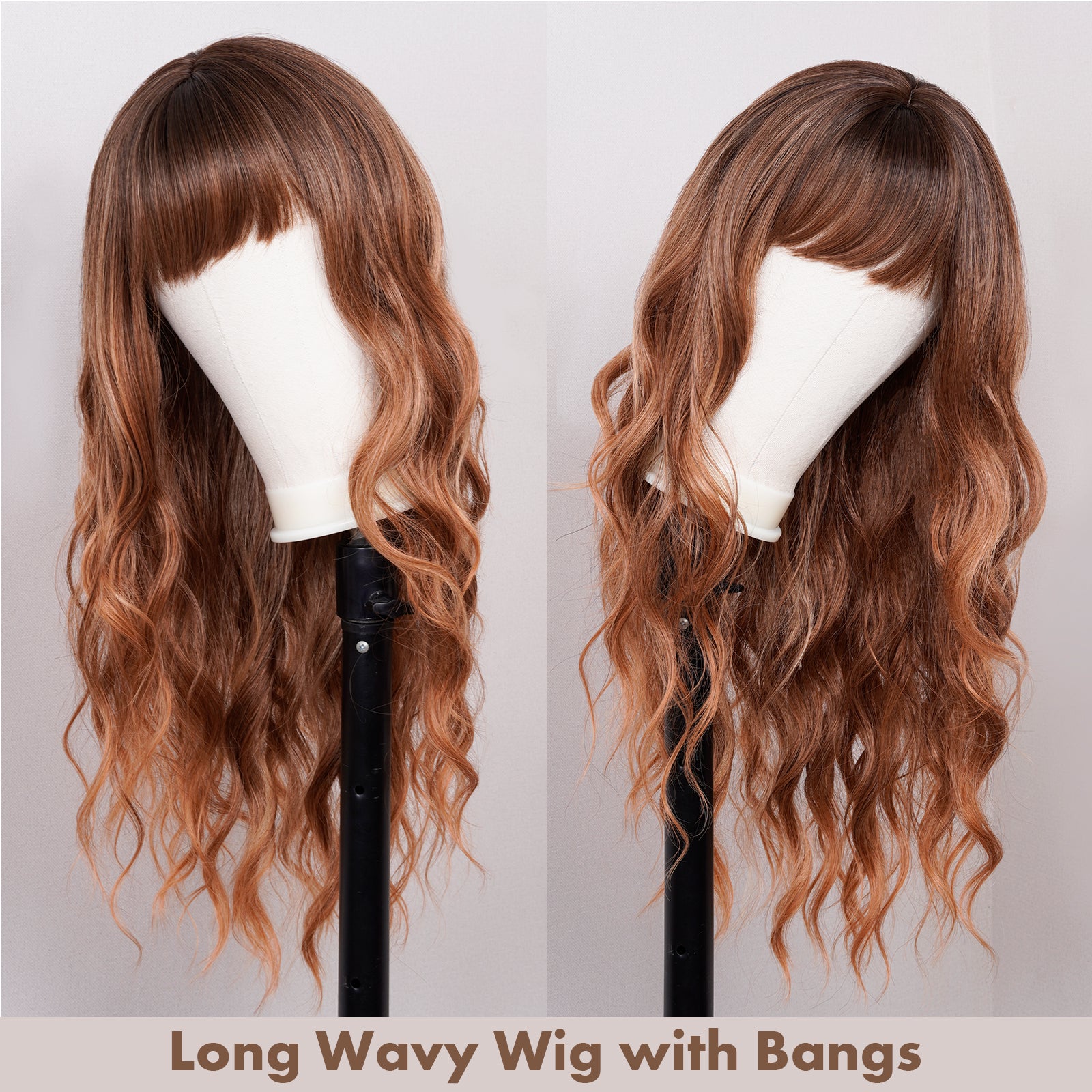 Toyotress New Long Wavy Wig Middle Part Highlights Wigs Synthetic Heat Resistant Curly Wig