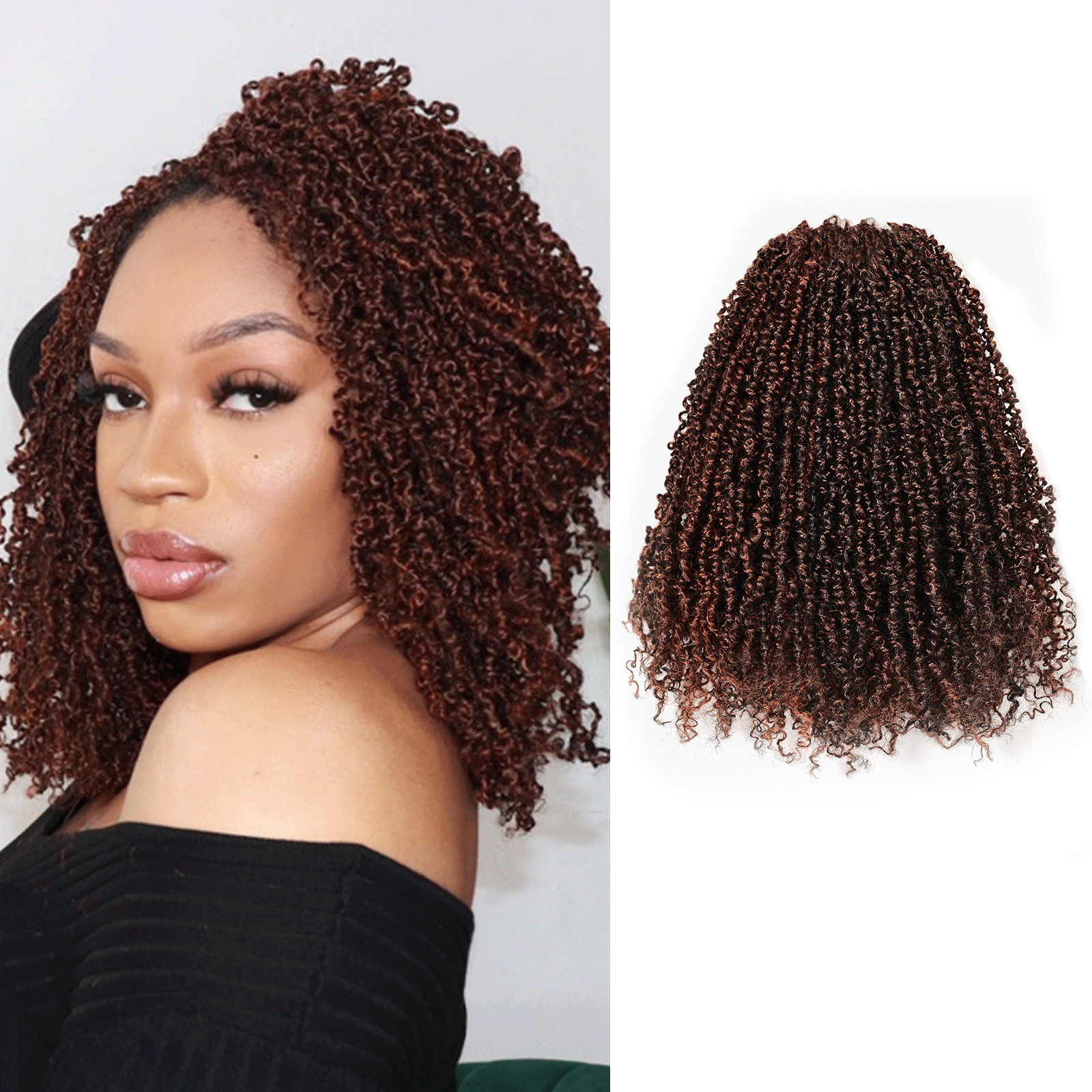 8 Packs Toyotress 6-18 Inch Yanky Twist | Yanky Twist Braiding Hair with Curls Fluffy Marlybob Crochet Hair Pre Twisted Short Passion Twist Crochet Braids Synthetic Hair Extensions for Women