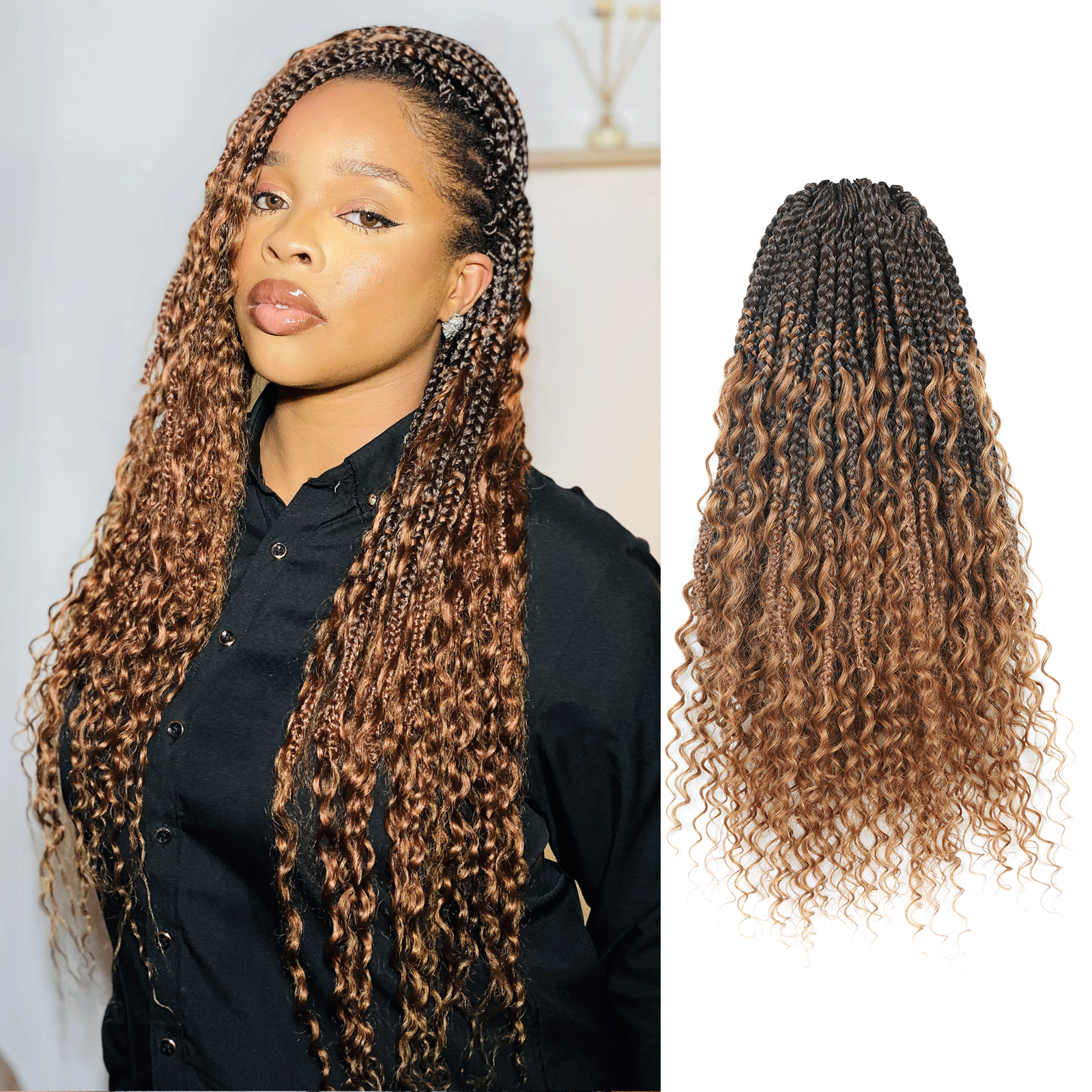 Toyotress Boho Box Braids with Human Hair Curls Protective Hairstyle ...