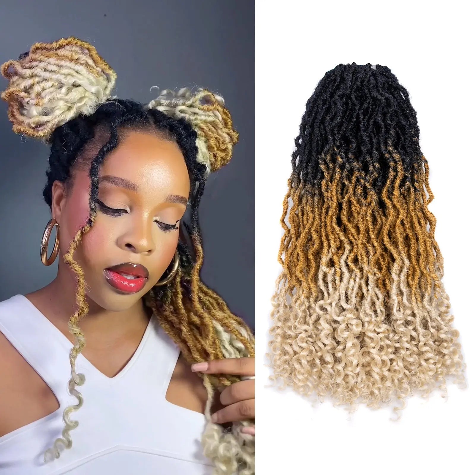 1 Pack PL | Toyotress® Passion Faux Locs Crochet Hair Pre-Looped Curly Faux Locs Hair Extensions Toyotress