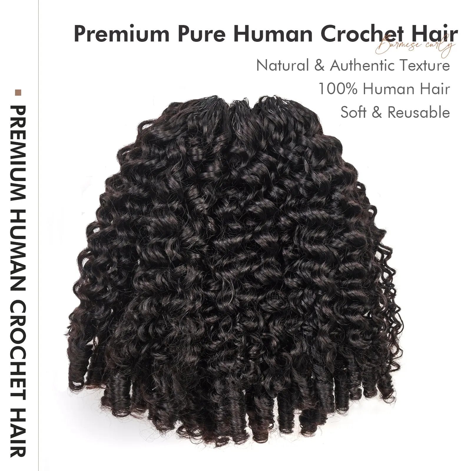 Toyotress® Human Crochet Hair Burmese Curly Hair Feather-Line Invisible Knotless Braiding Hair Extensions