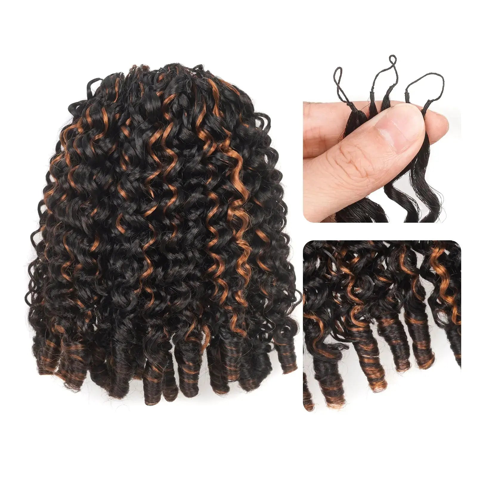 Toyotress® Human Crochet Hair Burmese Curly Hair Feather-Line Invisible Knotless Braiding Hair Extensions