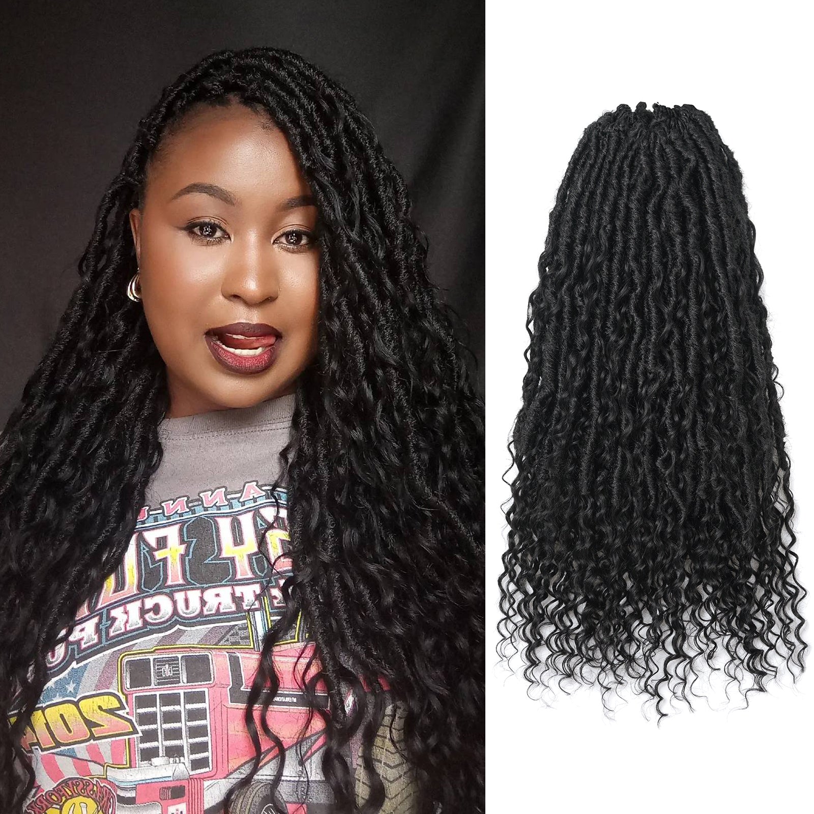 8 Packs HLocs | Toyotress Crochet Boho Locs Braiding Hair With Human Hair Curls  Pre Looped Goddess Boho Dreadlocks Curly Full Ends Hair Extensions