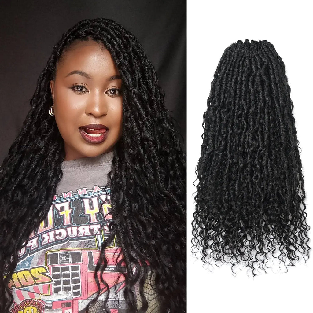 8 Packs | Toyotress® HLocs Crochet Boho Locs Braiding Hair With Human Hair Curls  Pre Looped Goddess Boho Dreadlocks Curly Full Ends Hair Extensions Toyotress