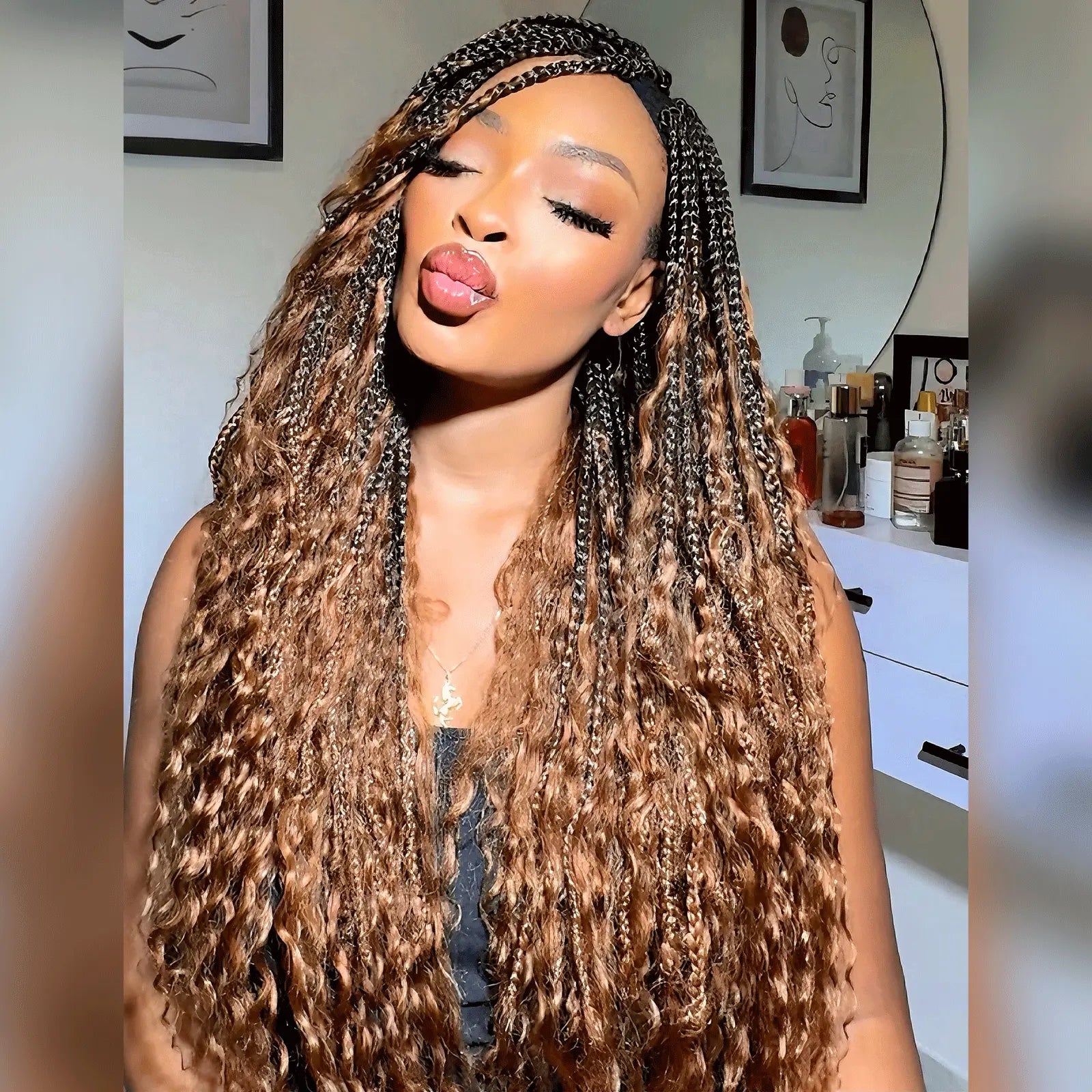 Toyotress Boho Box Braids with Human Hair Curls Protective Hairstyle Crochet Hair Extensions
