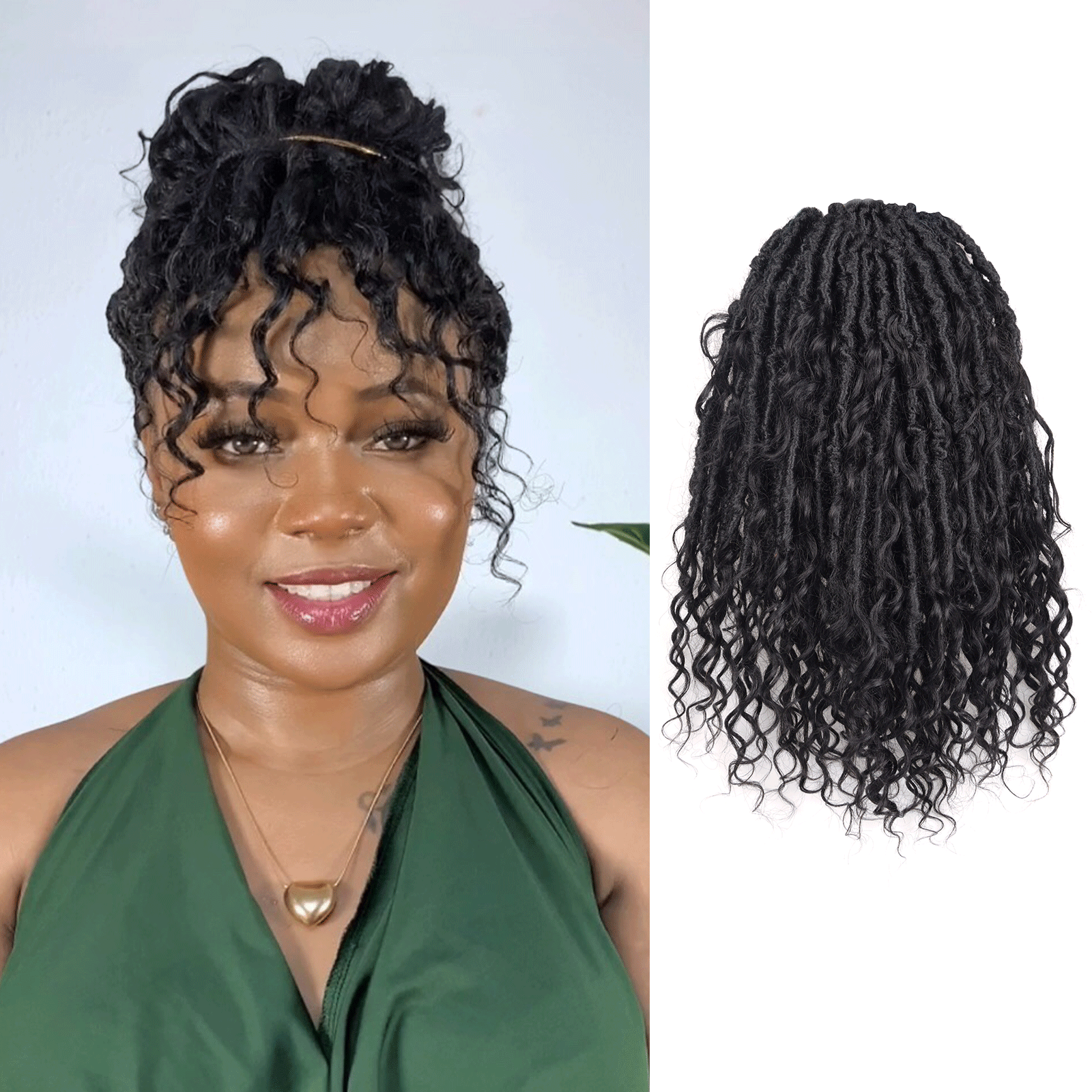 8 Packs Updated PHLOCS | Toyotress Crochet Boho Locs Braiding Hair With Human Hair Curls Pre Looped Goddess Boho Dreadlocks Curly Full Ends Hair Extensions