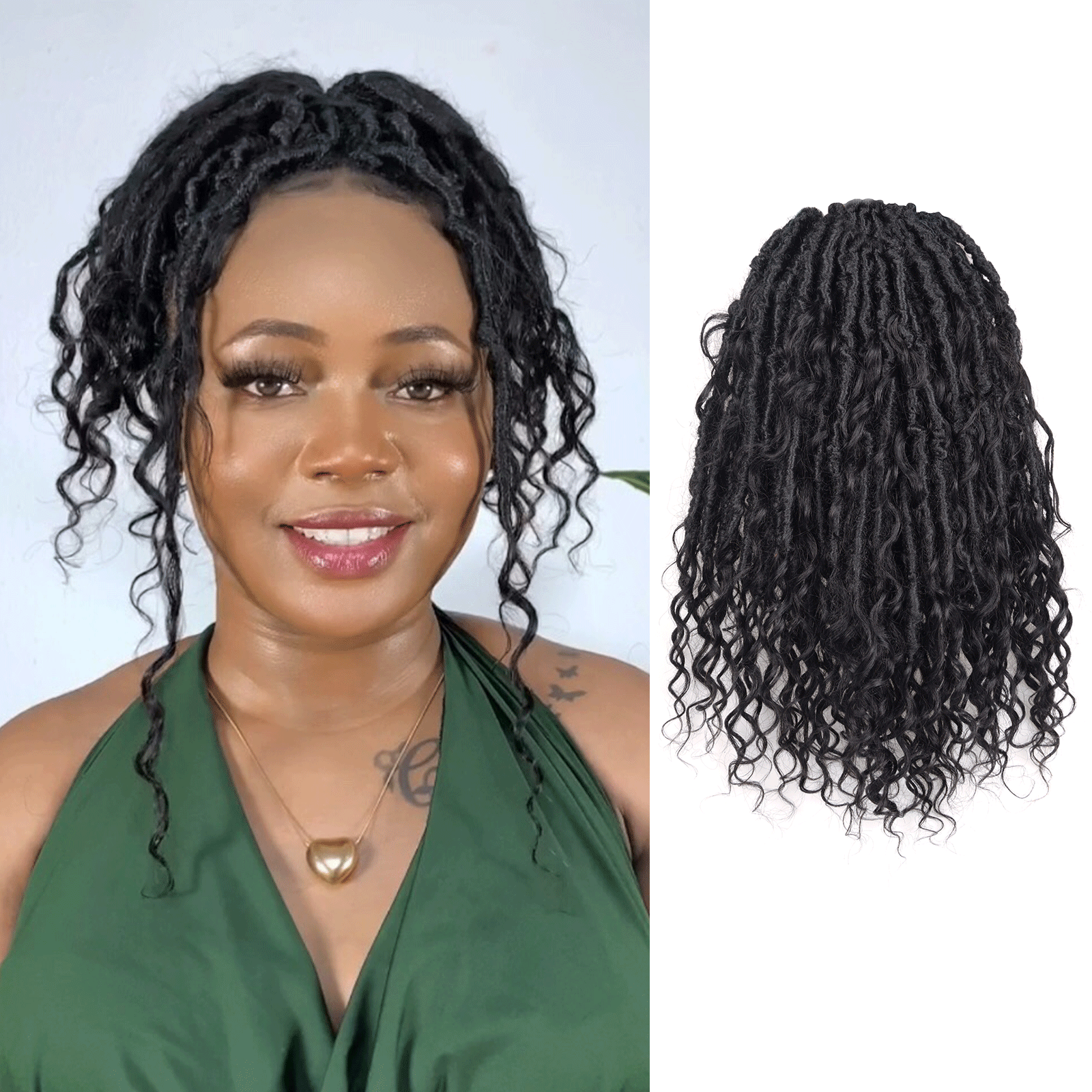 8 Packs Updated PHLOCS | Toyotress Crochet Boho Locs Braiding Hair With Human Hair Curls Pre Looped Goddess Boho Dreadlocks Curly Full Ends Hair Extensions