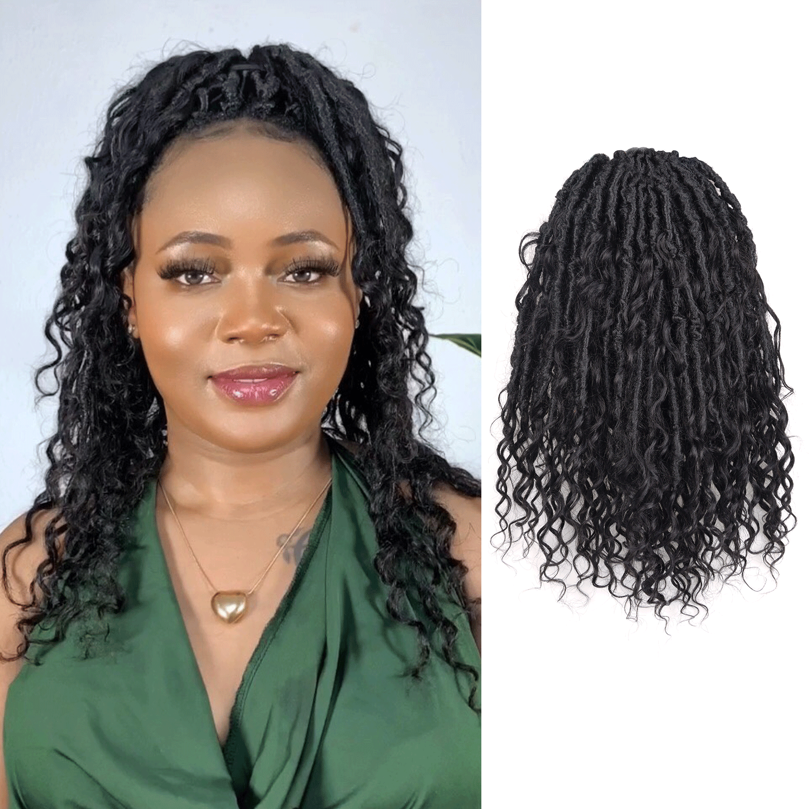 1 Pack Updated PHLOCS | Toyotress Crochet Boho Locs Braiding Hair With Human Hair Curls Pre Looped Goddess Boho Dreadlocks Curly Full Ends Hair Extensions