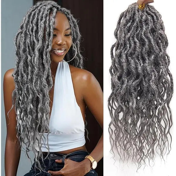 8 Packs TWL | Toyotress® Faux Locs Goddess Locs Crochet Hair Soft Locs Pre Looped Crochet Braids with Wavy Curly Ends Queen Locs Toyotress