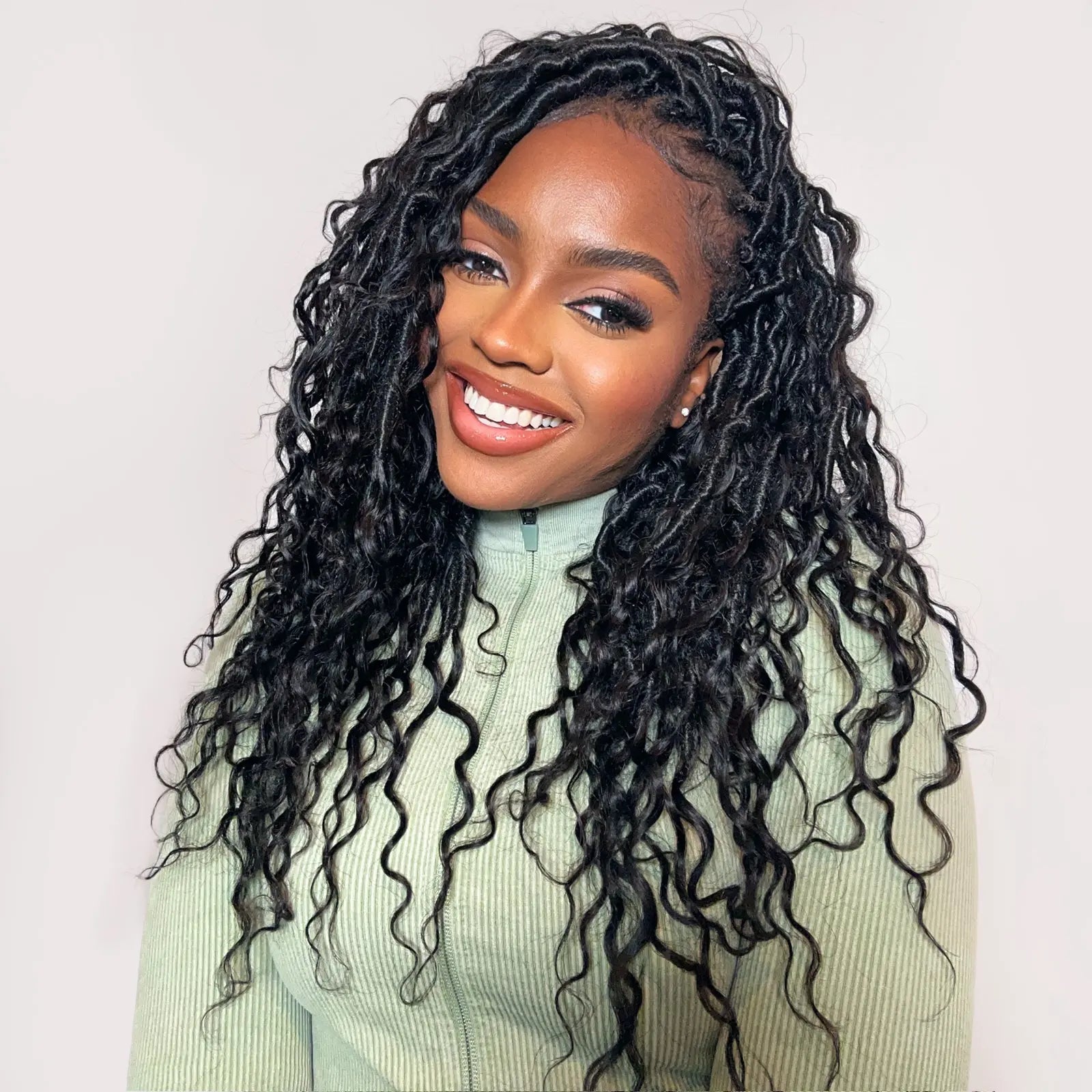 Toyotress Crochet Boho Locs Braiding Hair With Human Hair Curls Pre Looped Goddess Boho Dreadlocks Curly Full Ends Hair Extensions