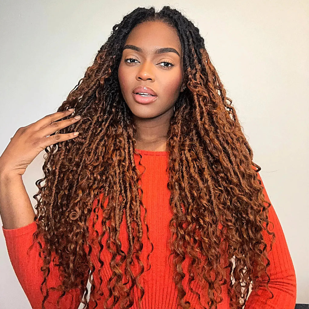 Toyotress Boho Locs With Human Hair Curls Pre Looped Goddess Boho Dreadlocks Curly Full Ends Hair Extensions