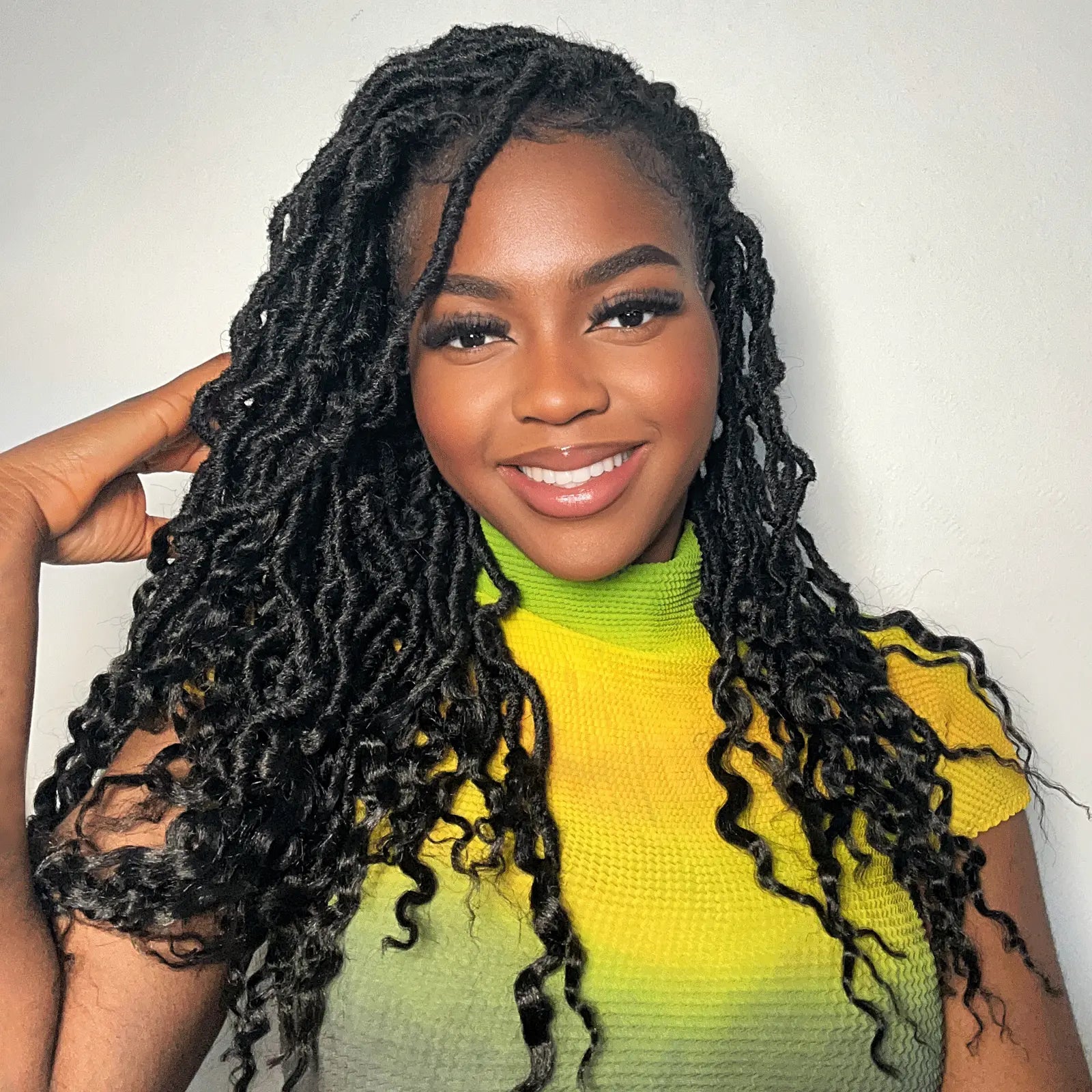 Toyotress Faux Locs With Curly Ends Goddess Locs Crochet Hair Curly Faux Locs Crochet Hair Wavy Nu Locs with Curly Ends Synthetic Braiding Hair