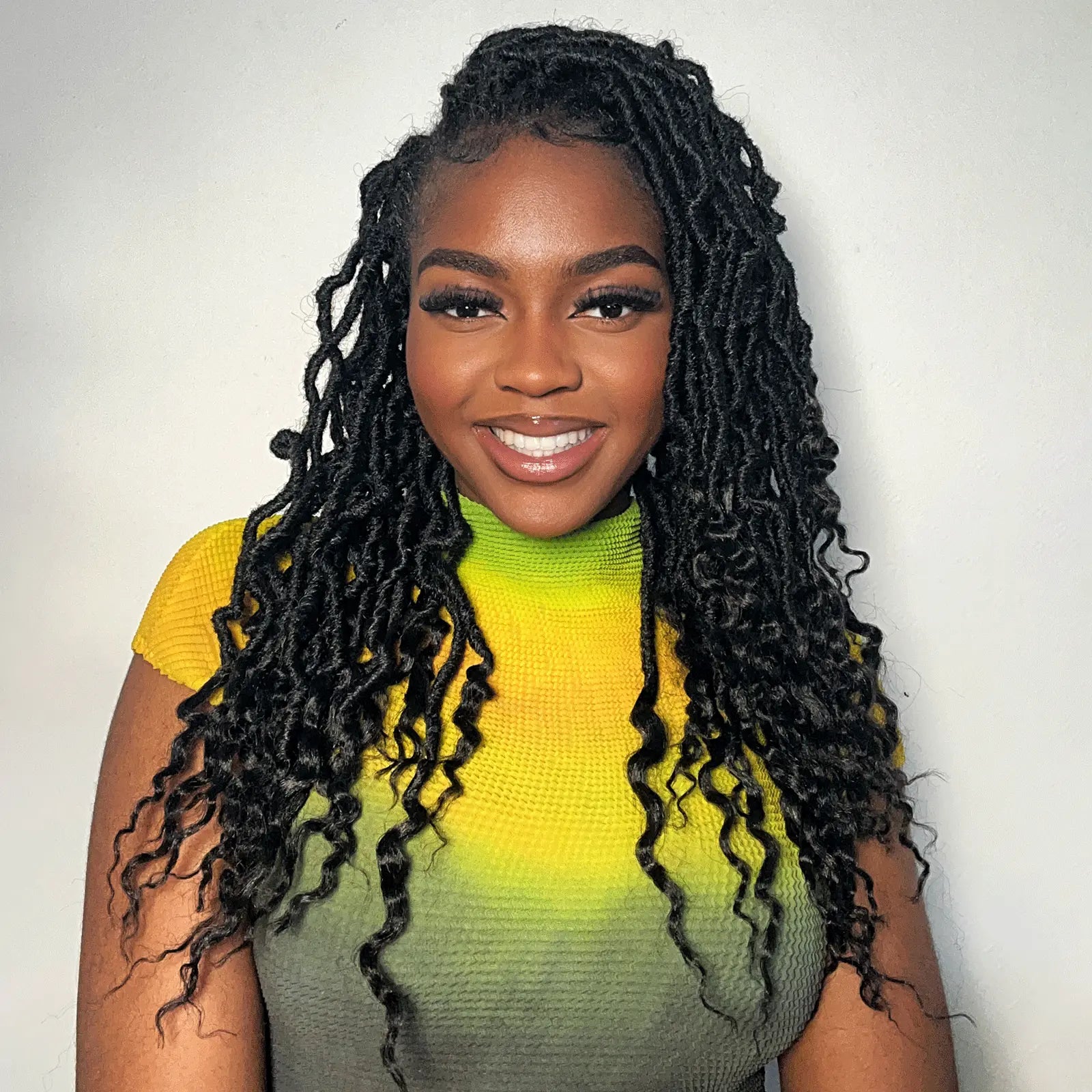 Toyotress Faux Locs With Curly Ends Goddess Locs Crochet Hair Curly Faux Locs Crochet Hair Wavy Nu Locs with Curly Ends Synthetic Braiding Hair