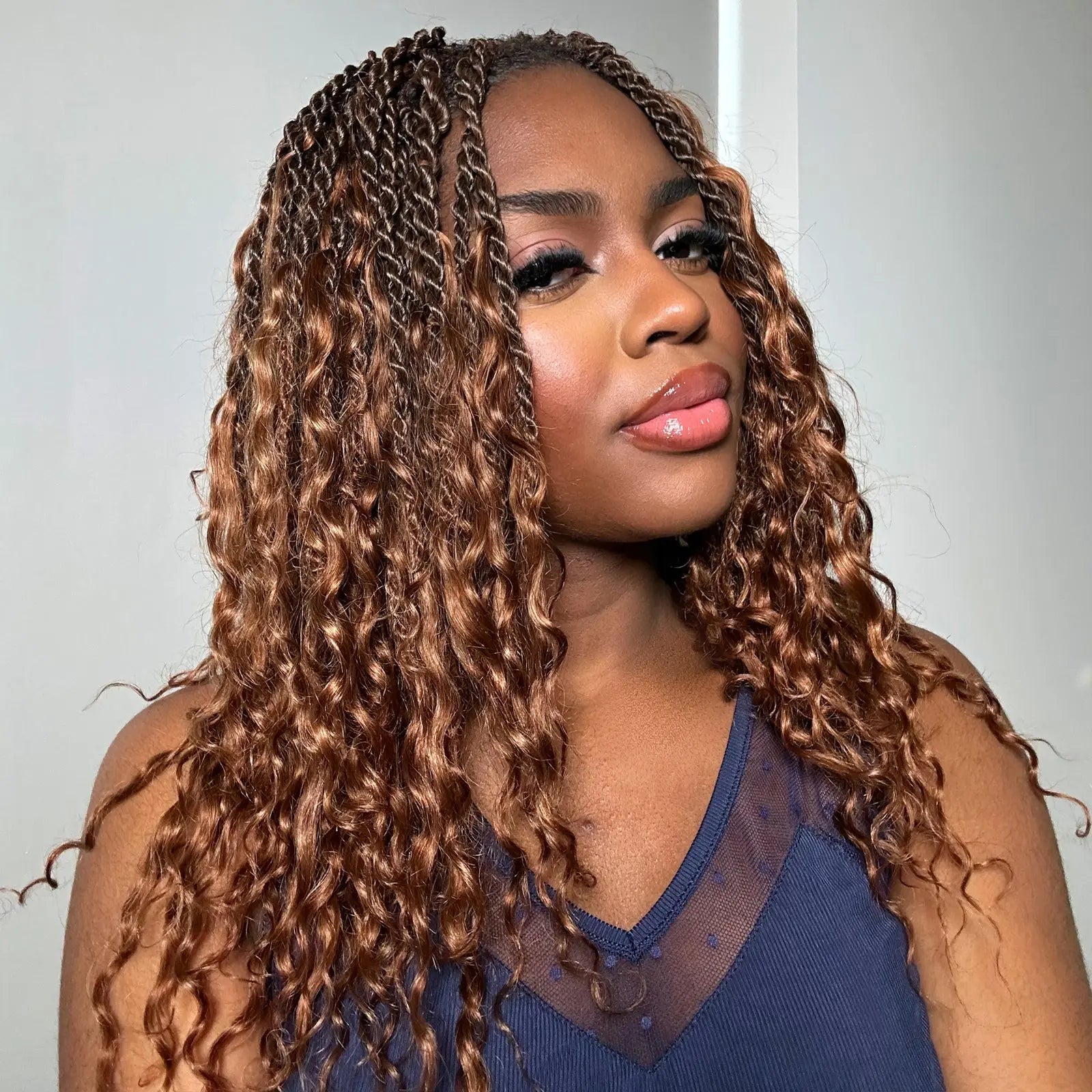Island twist with human hair curls Toyotress crochet hair extensions