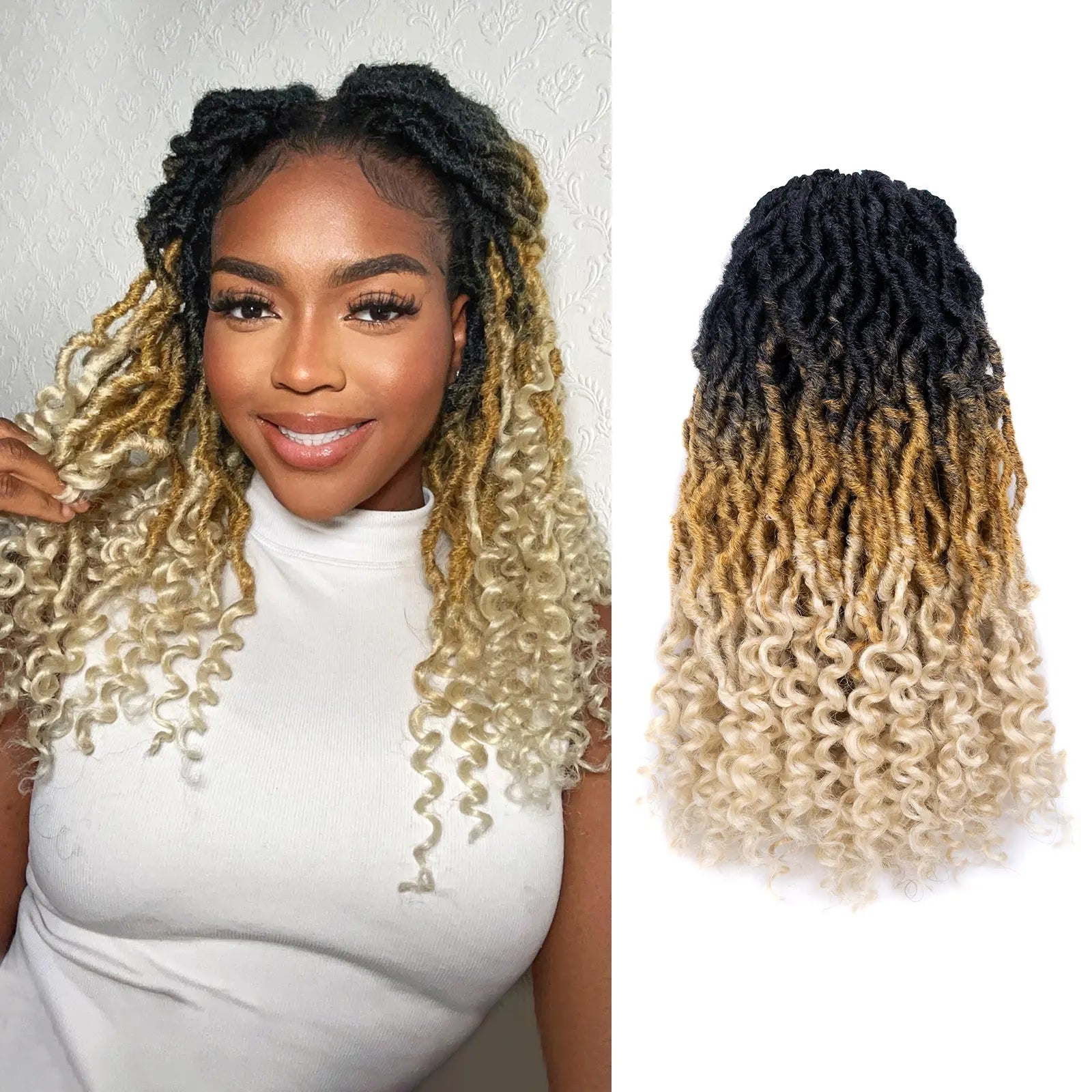 1 Pack PL | Toyotress® Passion Faux Locs Crochet Hair Pre-Looped Curly Faux Locs Hair Extensions Toyotress