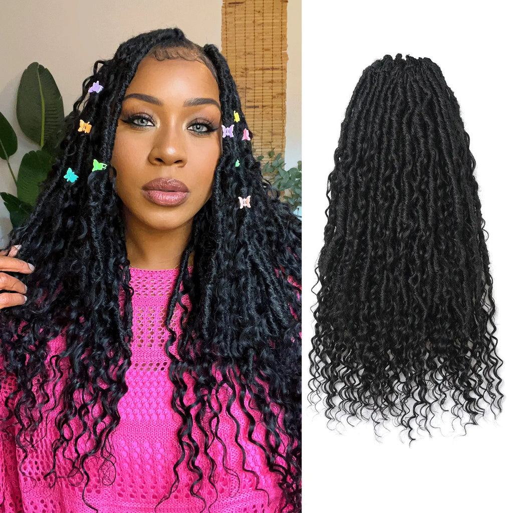 Toyotress Boho Locs With Human Hair Curls Pre Looped Goddess Boho Dreadlocks Curly Full Ends Hair Extensions