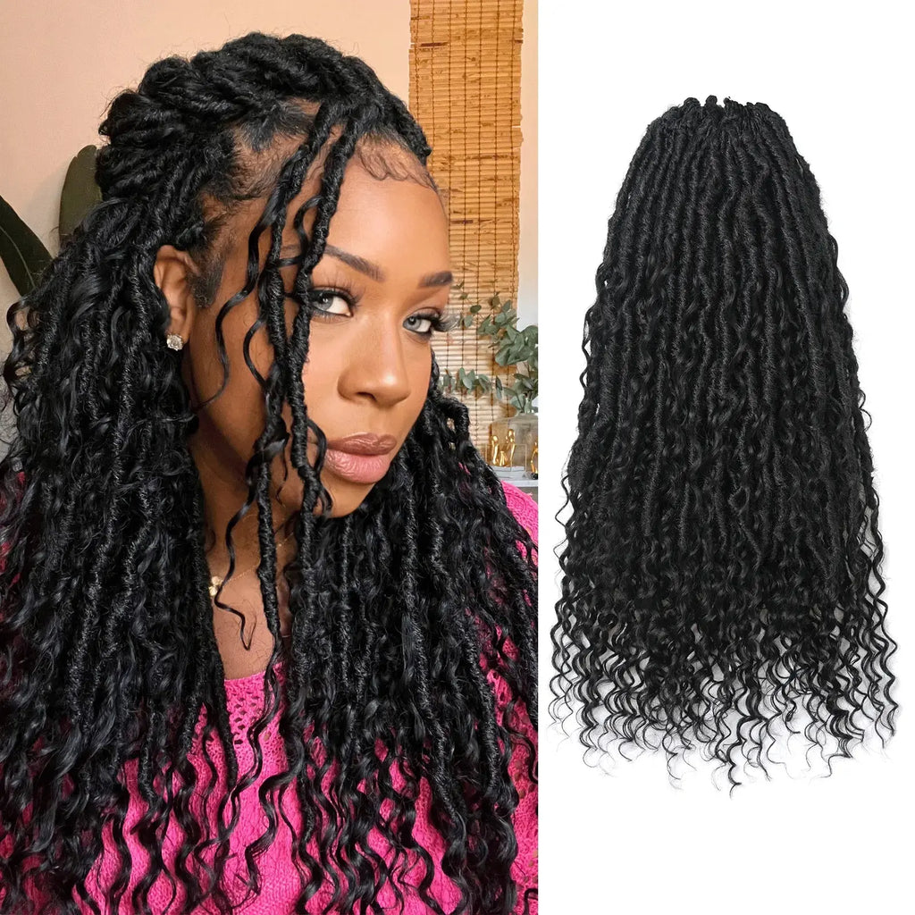 Toyotress Boho Locs With Human Hair Curls Pre Looped Goddess Boho Dreadlocks Curly Full Ends Hair Extensions