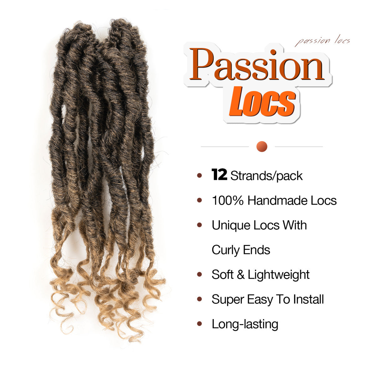 Toyotress Passion Locs Crochet Hair 10-18 Inch| Pre-Looped Handmade Curly Hair Crochet Synthetic Braiding Hair